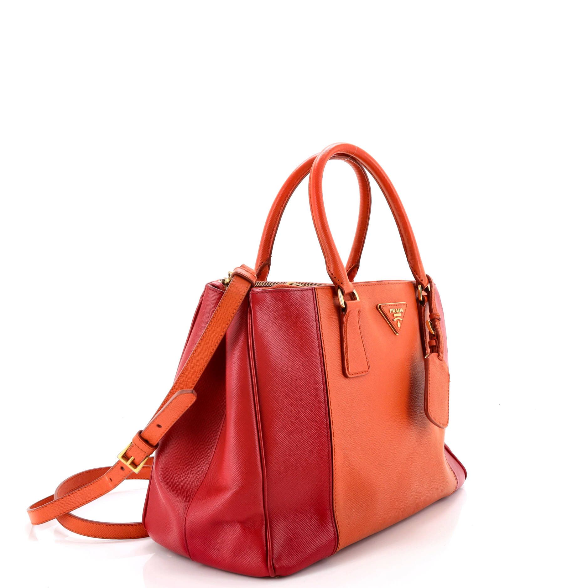 Prada Bicolor Double Zip Lux Tote Saffiano Leather Medium Size ONE SIZE - 1 Thumbnail
