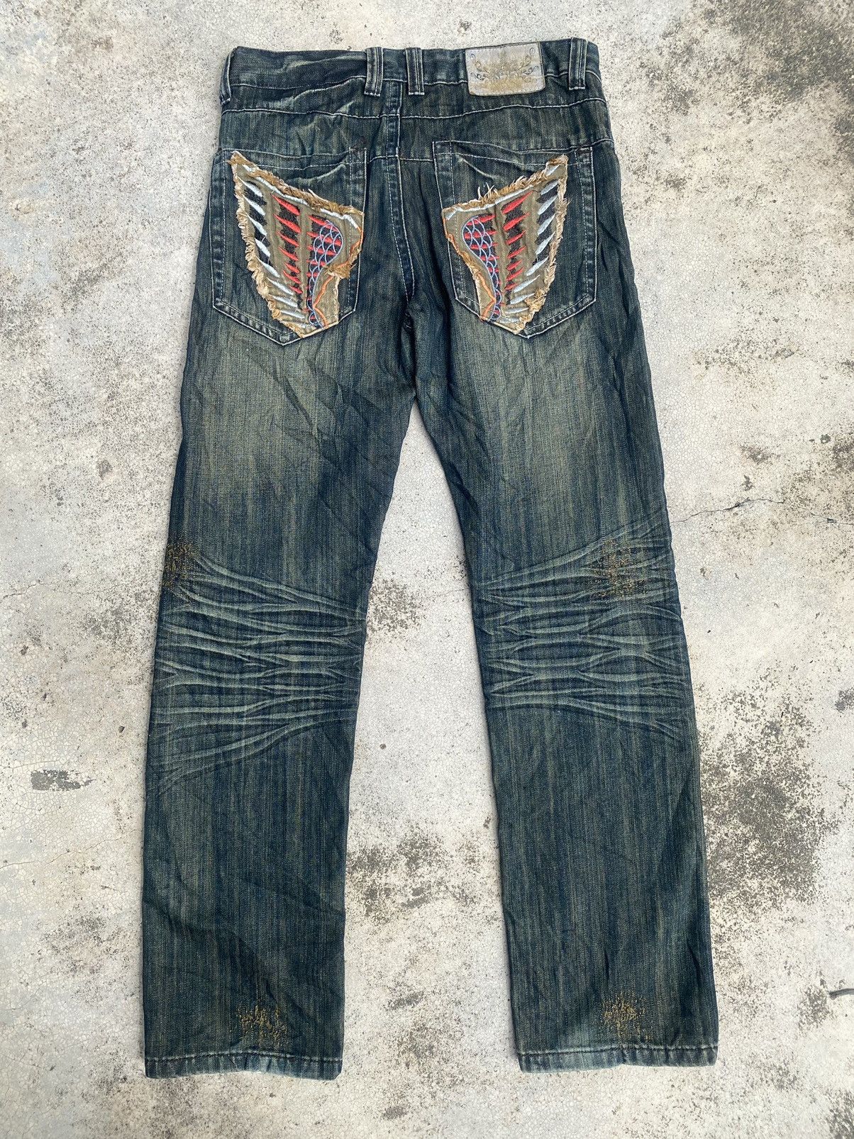 Le Grande Bleu (L.G.B.) Japanese Brand Vo+E Heavy Clawmark Cowboy Style Jeans Size US 32 / EU 48 - 14 Thumbnail