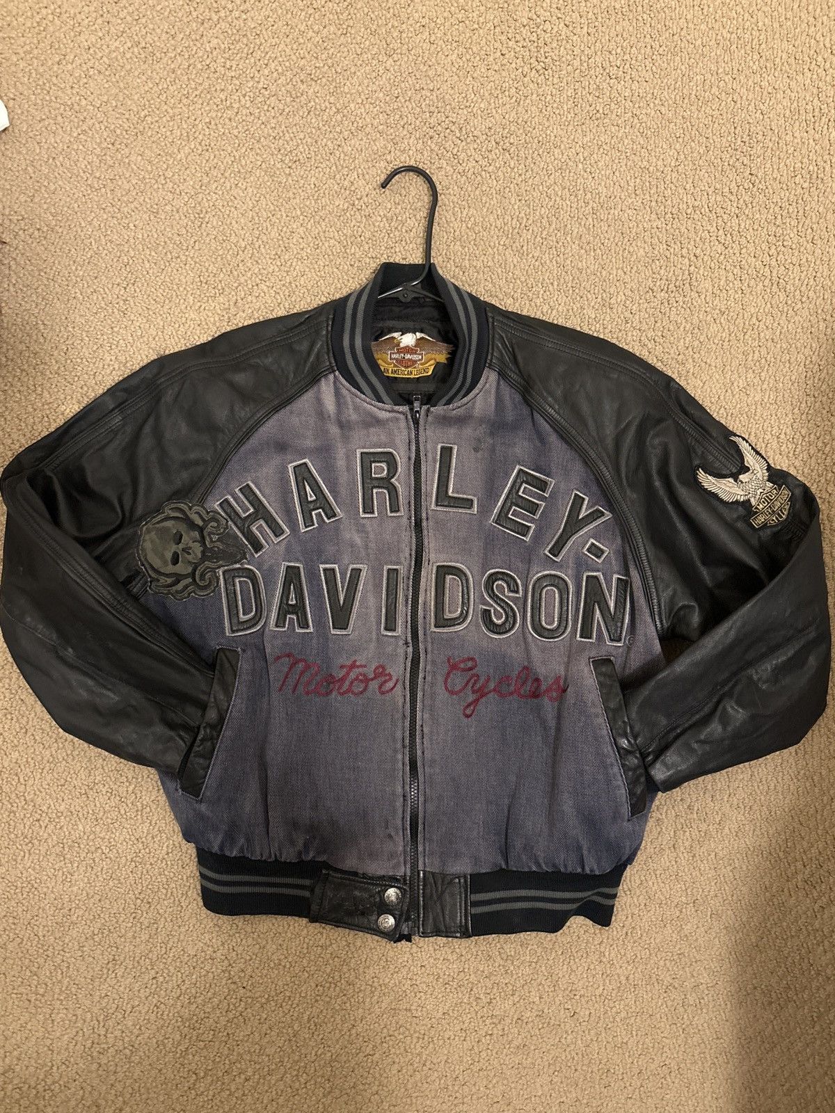 Harley Davidson Harley-Davidson Motorcycle Vintage leather denim jacket Size US M / EU 48-50 / 2 - 1 Thumbnail