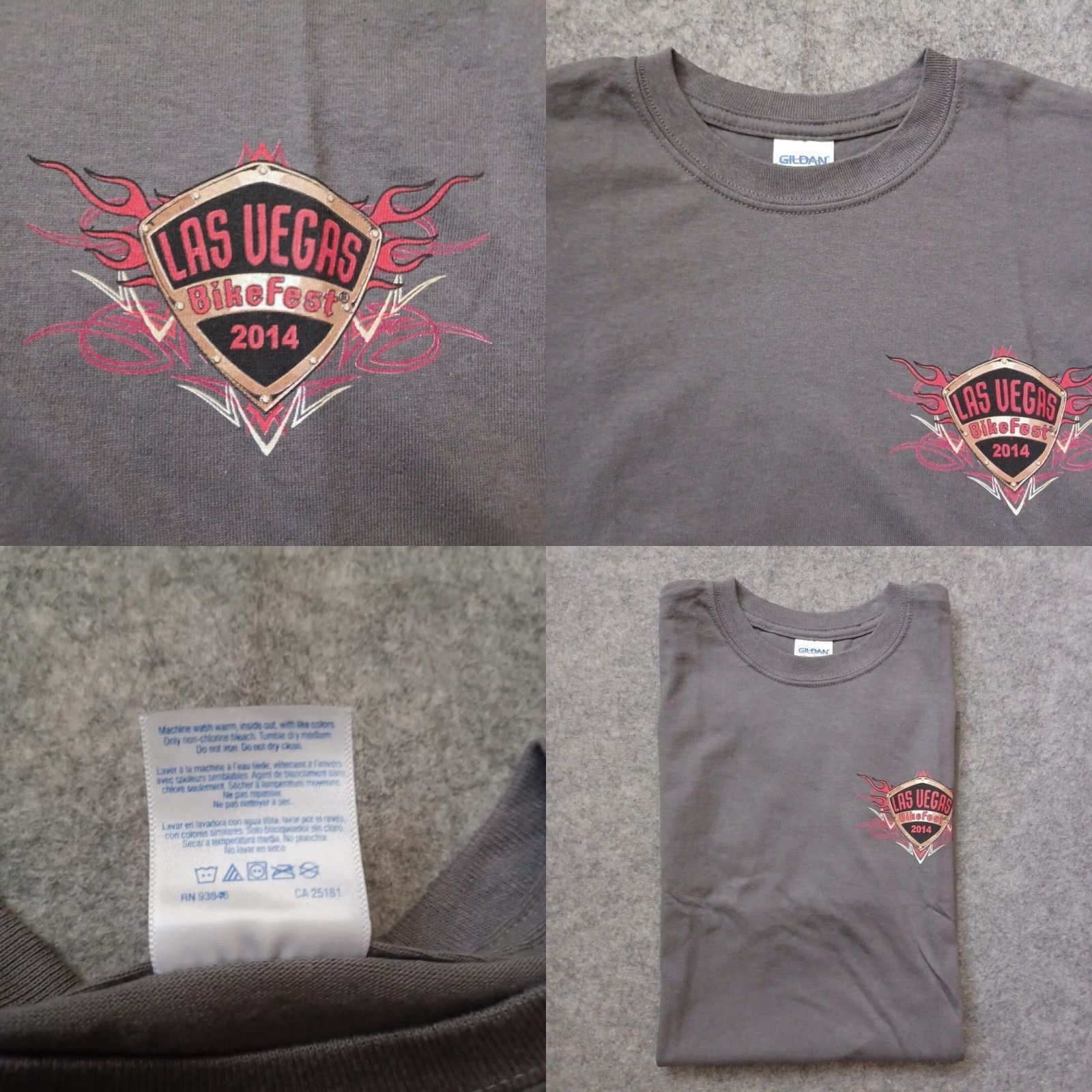 Gildan Gildan Ultra Cotton T-Shirt Mens Bike Fest Graphic Gray 2010s Las Vegas Motorcycle Front Back Short Sleeve Crew Neck Regular Size M Size US M / EU 48-50 / 2 - 9 Thumbnail