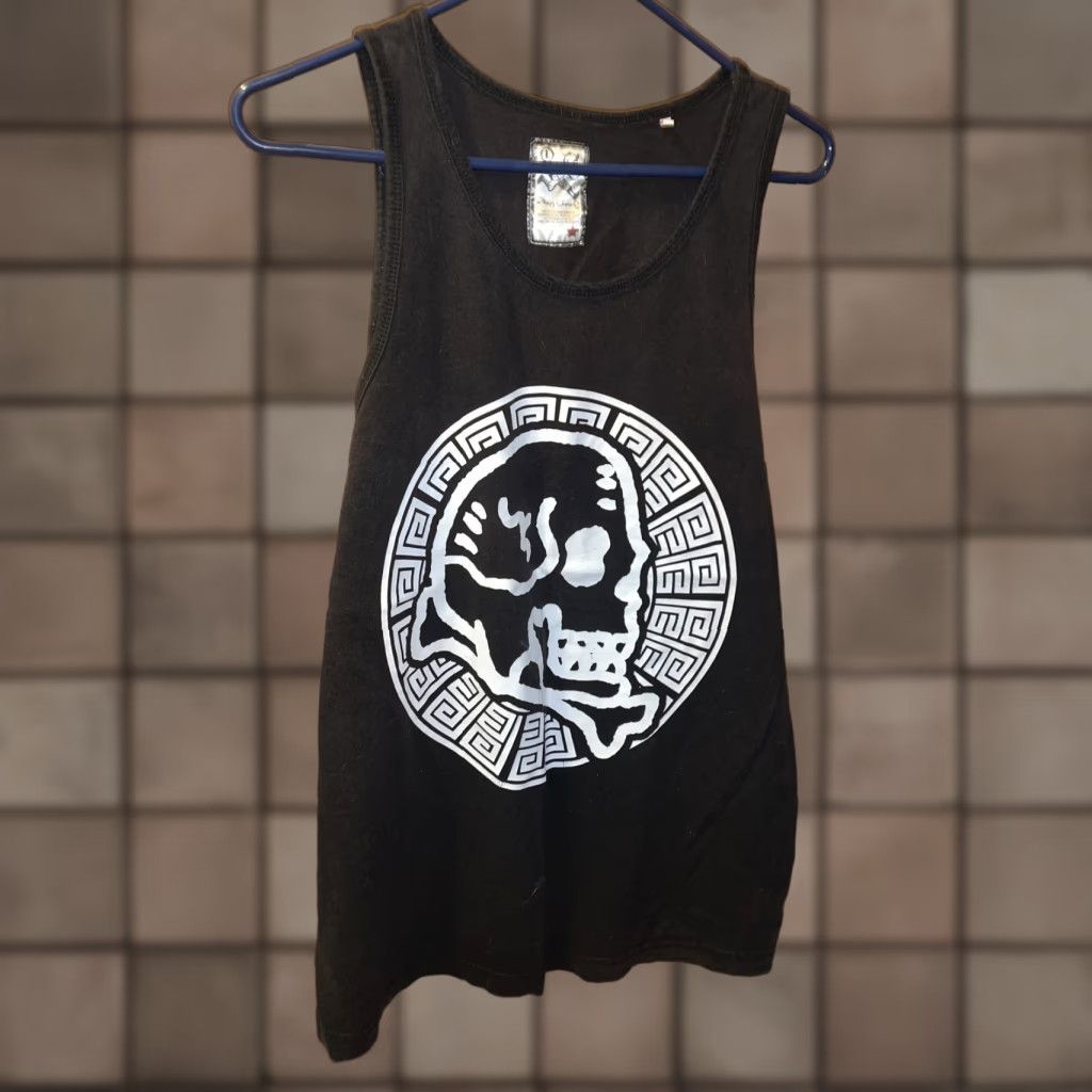 Vintage Play Cloths Men's Tank Top L Black Skull Geometric Round Neck Graphic Summer Fashion Size US L / EU 52-54 / 3 - 1 Thumbnail