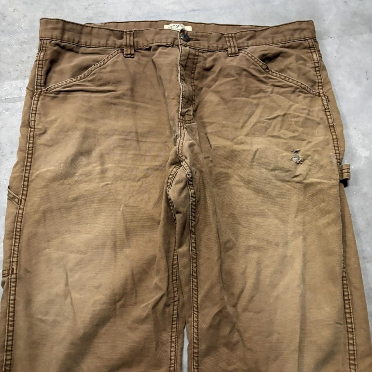 Japanese Brand × Vintage Crazy Vintage Y2K/2000s Baggy Faded Khaki Brown Carpenter Pants! Size US 40 / EU 56 - 5 Thumbnail