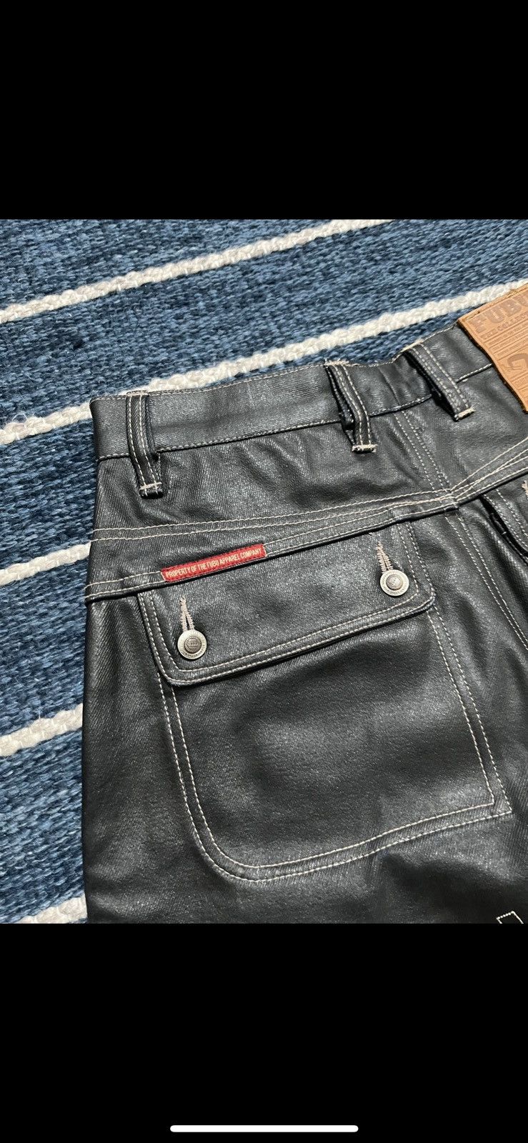 Japanese Brand Waxed Denim FUBU Jeans 32x34 Black Size US 34 / EU 50 - 6 Thumbnail