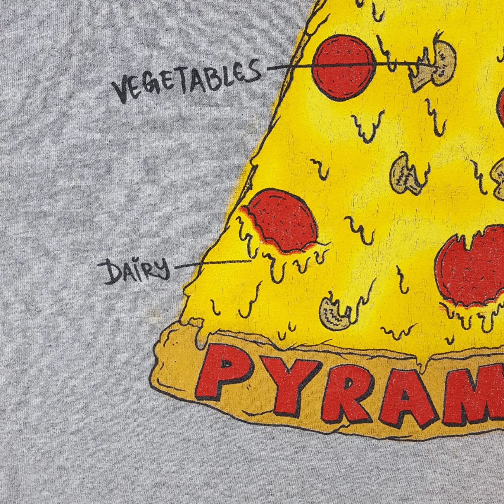 Etro VINTAGE Alstyle Pizza Food Pyramid T-Shirt Mens XL Gray 90s Y2K Retro Funny Food & Drink Size US XL / EU 56 / 4 - 4 Thumbnail