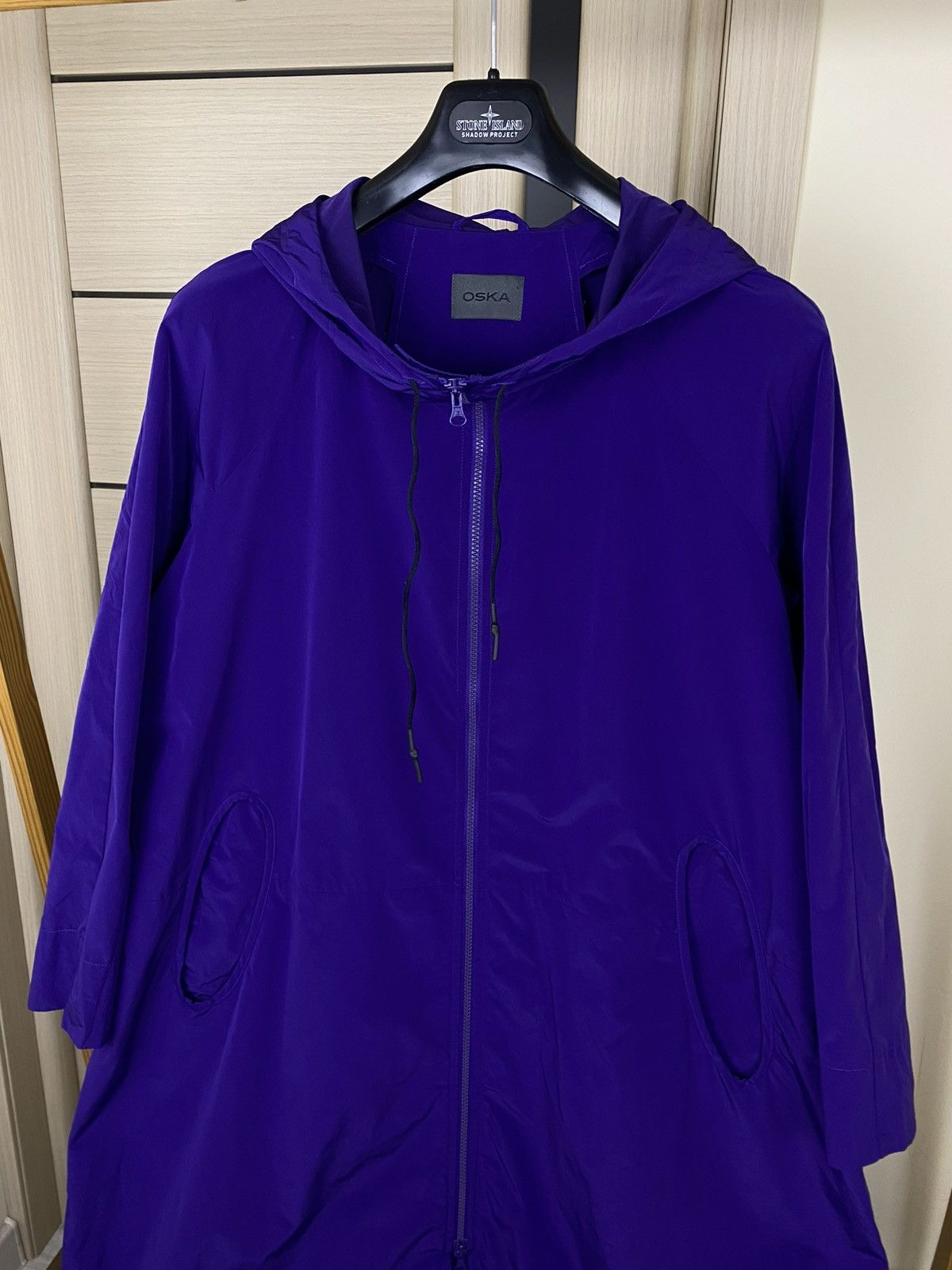 OSKA Oska Minimalist Vibrant Purple Long Coat Hooded Zip Front Size S / US 4 / IT 40 - 4 Thumbnail