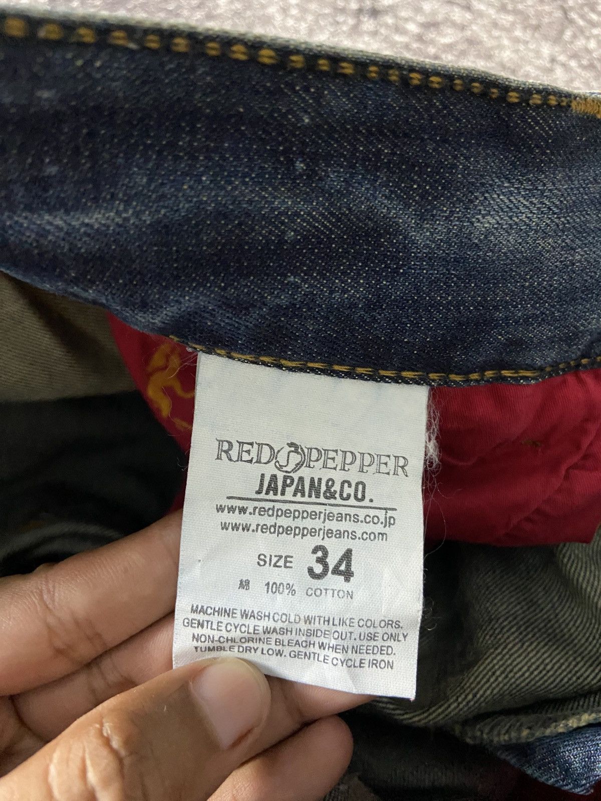 Japanese Brand × Mari's Rock Red pepper skull denim Size US 34 / EU 50 - 8 Thumbnail