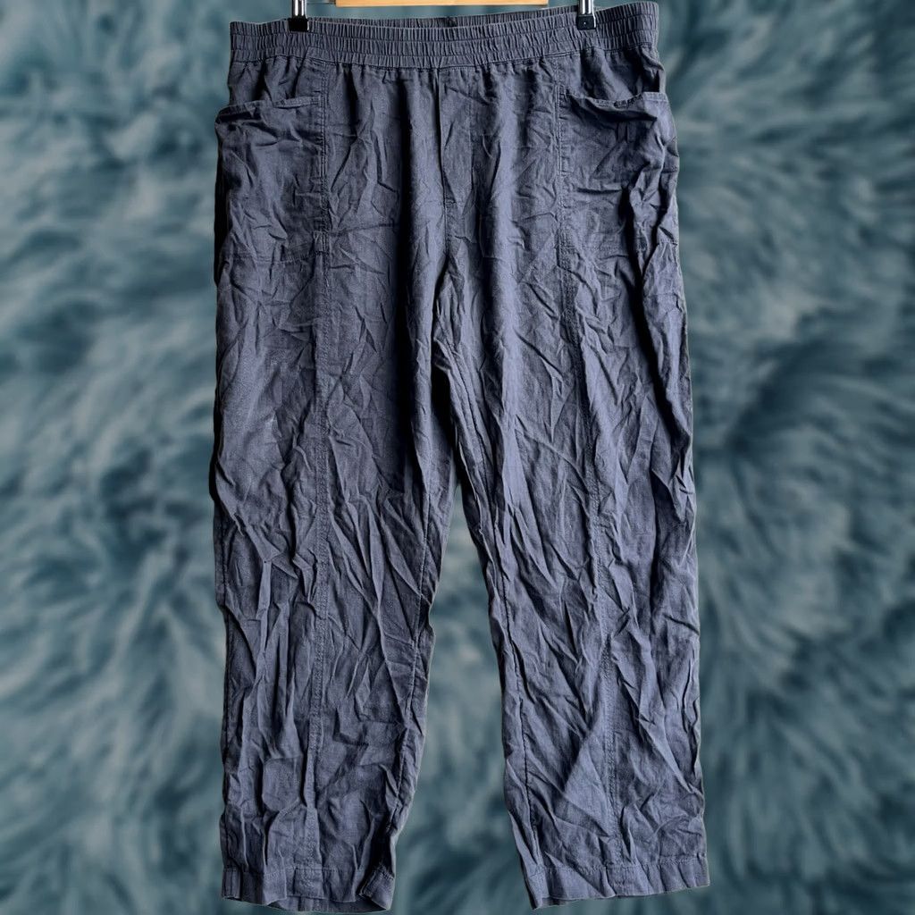Vintage Caslon Women's XL Gray Linen Blend Pull-On Pants Elastic Waist Pockets Casual Travel Size 40" / US 18 - 1 Thumbnail