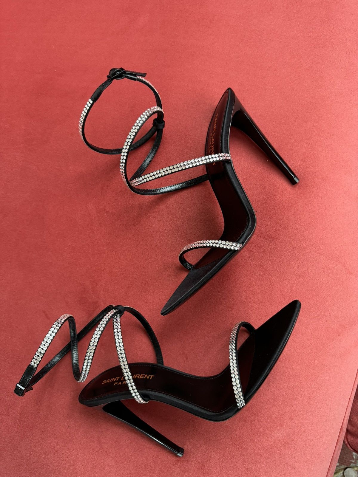 Saint Laurent Paris Saint Laurent Georgia rhinestone embellished sandals, 37 It Size US 7 / IT 37 - 11 Thumbnail