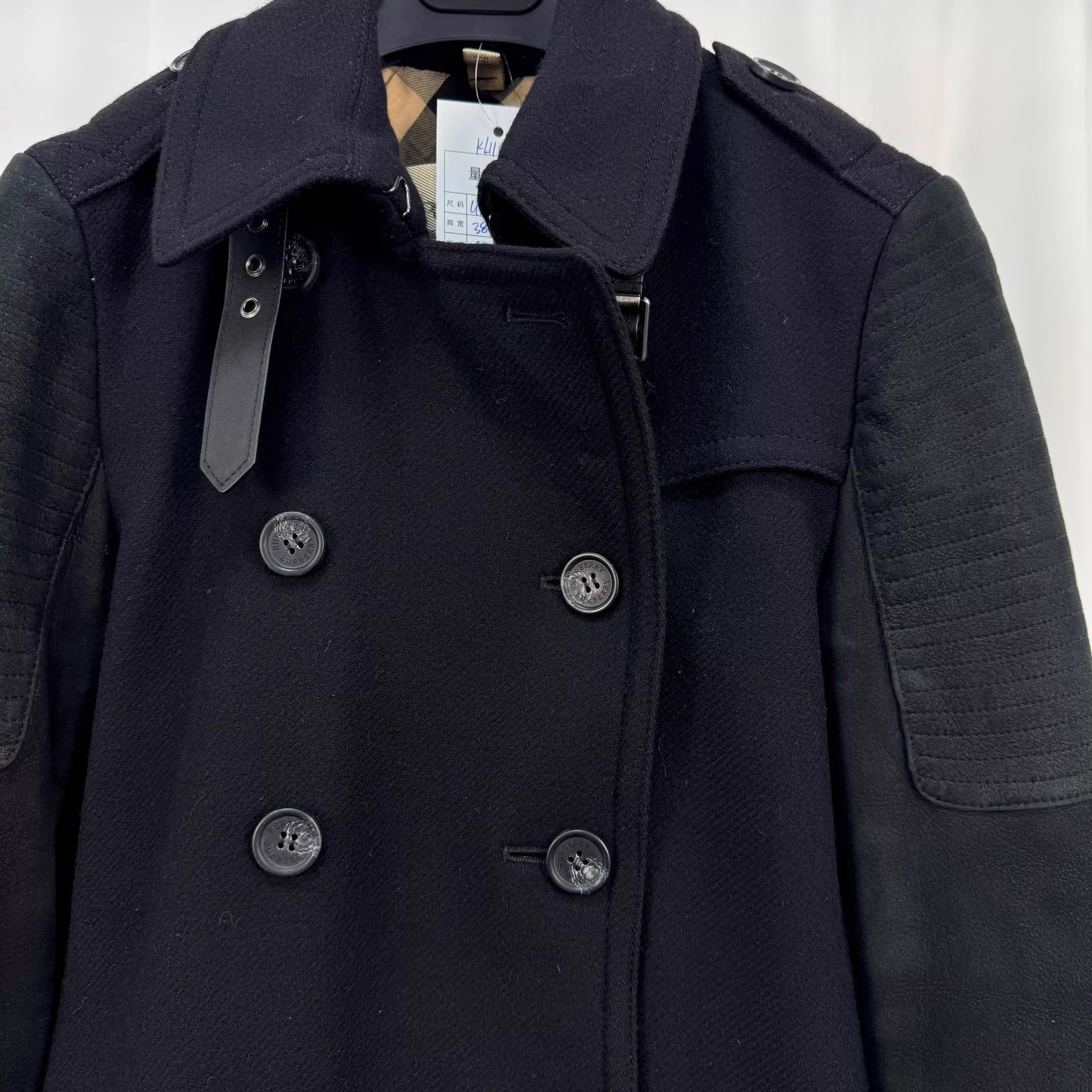 Burberry Burberry DB Wool & Leather Panel Coat UK6 98 New Size XS / US 0-2 / IT 36-38 - 3 Thumbnail