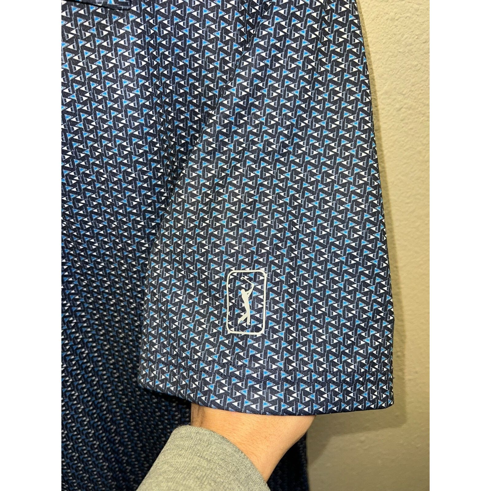 PGA Tour PGA Tour Golf Polo Shirt Geometric Flag Blue Black AOP Large Size US L / EU 52-54 / 3 - 5 Thumbnail