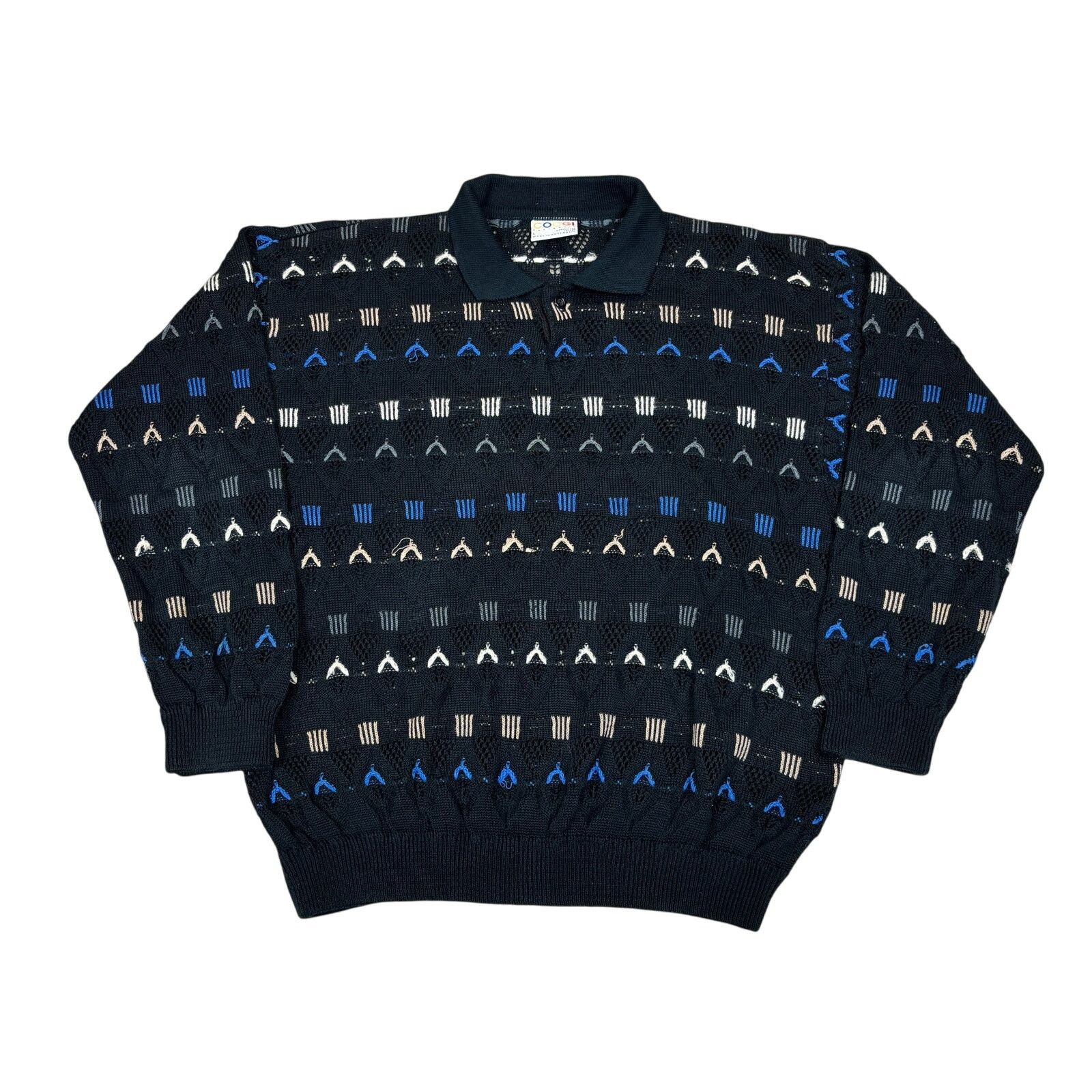 Coogi × Vintage Vintage Coogi 3D Abstract Crochet Knit Sweater Men's Large Size US L / EU 52-54 / 3 - 1 Thumbnail