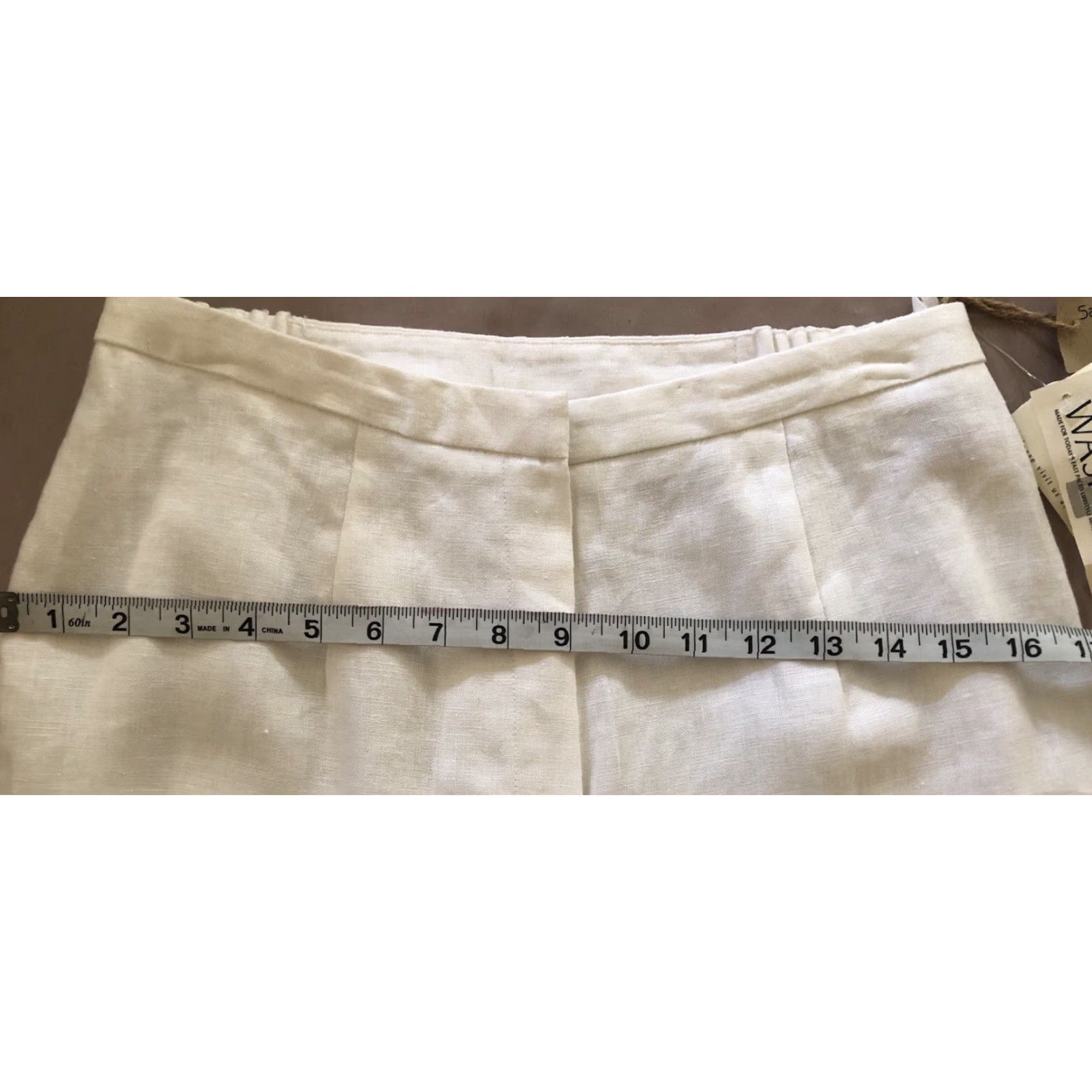 Vintage Norton McNaughton Linen Pants Slacks 6 Wht Straight Leg 26"W Inseam 29" Rise High Womens Pants Size 26" / US 2 / IT 38 - 5 Thumbnail