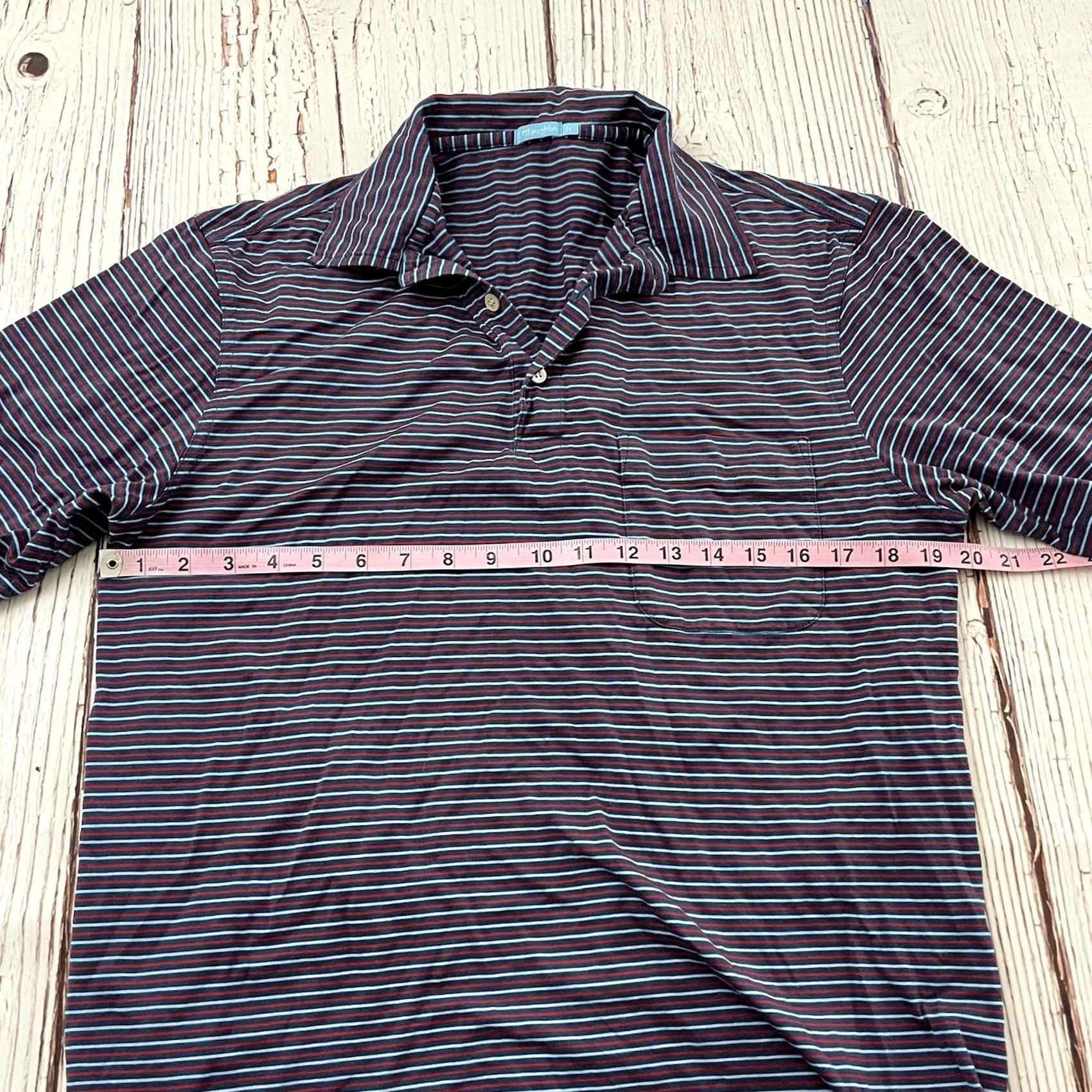 J.McLaughlin J.McLaughlin Short Sleeve Striped Button Front Polo Shirt Mens M Blue Red Size US M / EU 48-50 / 2 - 3 Thumbnail