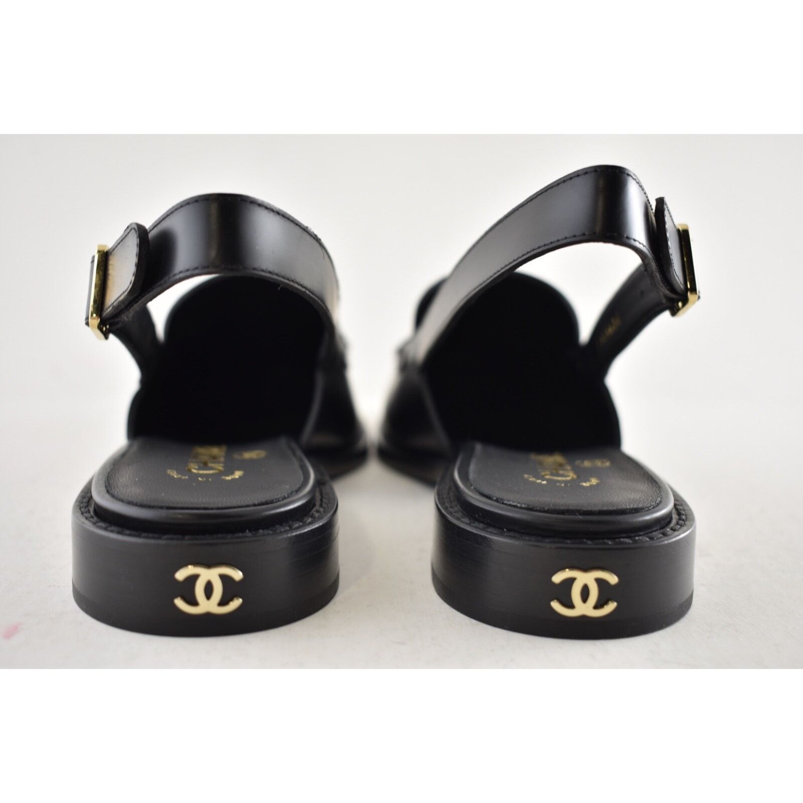 Chanel Chanel REV Black Leather CC Crystal Logo Coco Sling Size US 8.5 / IT 38.5 - 18 Thumbnail
