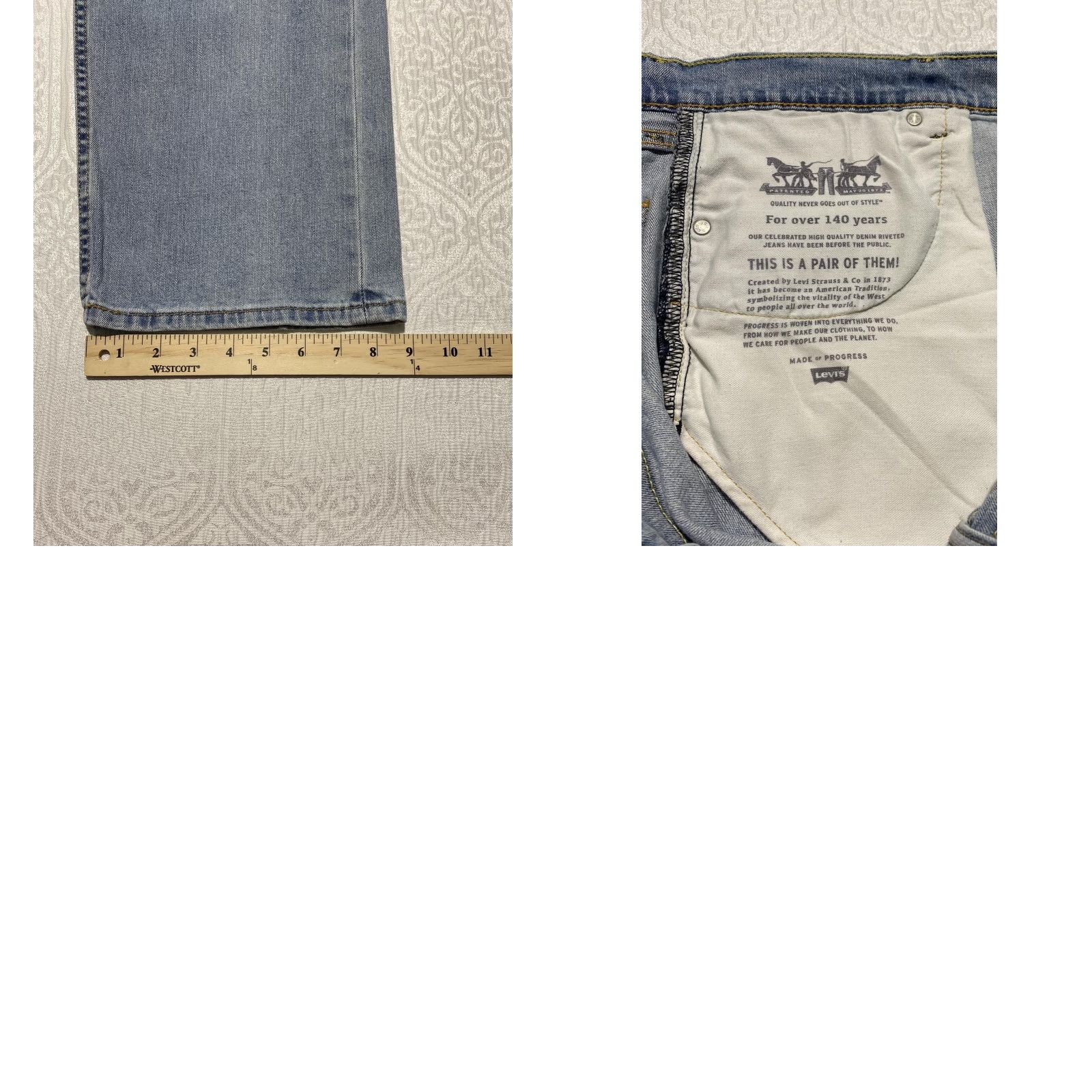Levi's Levi's 505 Jeans Mens 40x30 Light Blue Regular Fit Straight Leg Denim Stretch Size US 40 / EU 56 - 8 Thumbnail