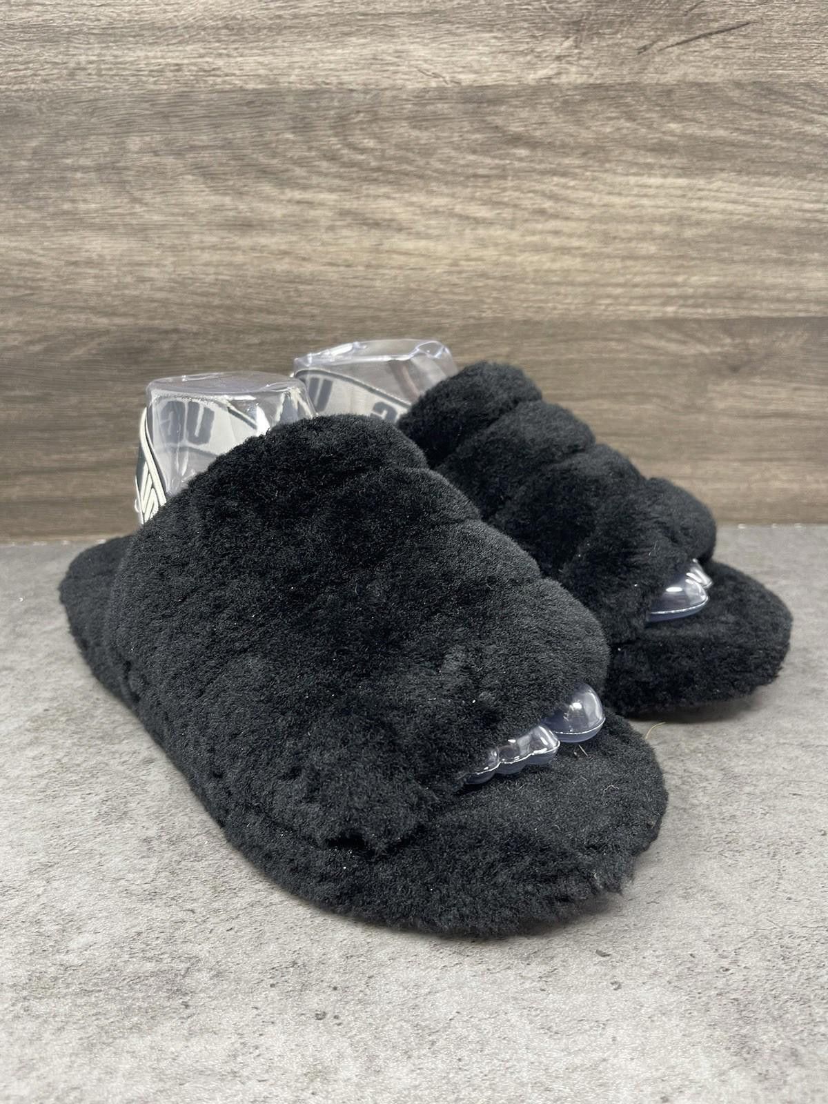 Ugg UGG Fluff Yeah Slide Slippers Womens Size 7 Black Fur Size US 7 / IT 37 - 4 Thumbnail
