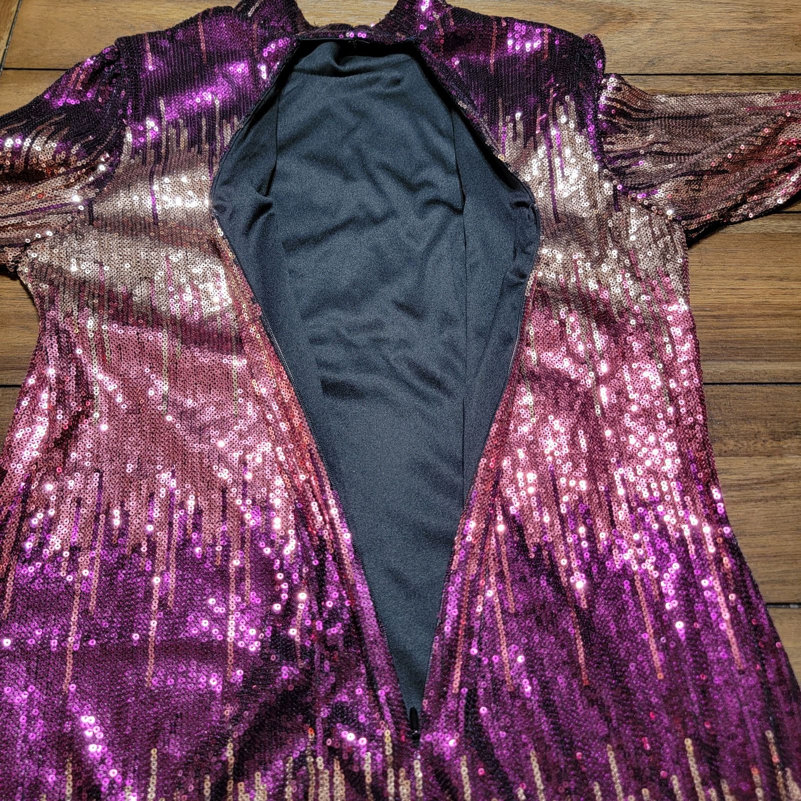 Other Maison Tara Pink & Tan Sequin LS Party Dress - Size 14 Size XL / US 12-14 / IT 48-50 - 6 Thumbnail