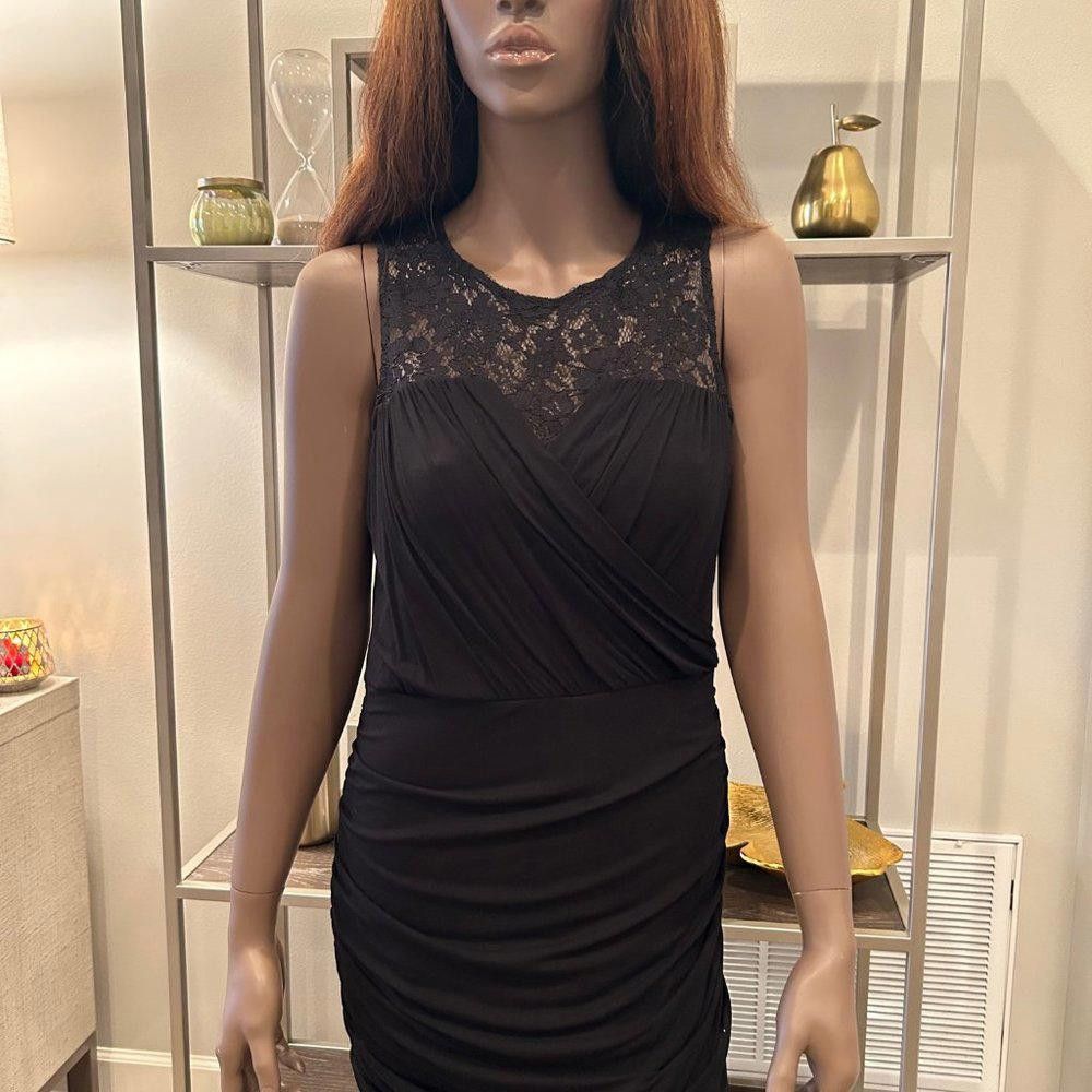 Designer Cynthia Steffe Black Ruched Midi Sleeveless Size M / US 6-8 / IT 42-44 - 1 Thumbnail