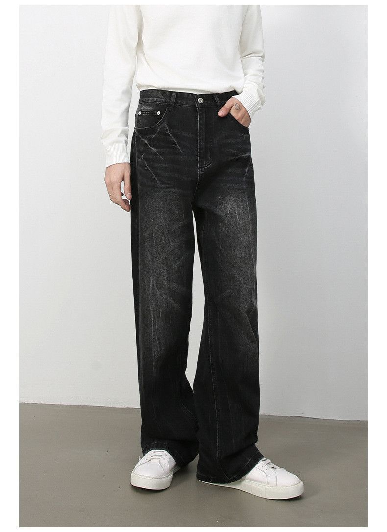 Japanese Brand × Jean Men's retro washed lightning pattern loose straight jeans Size US 32 / EU 48 - 3 Thumbnail