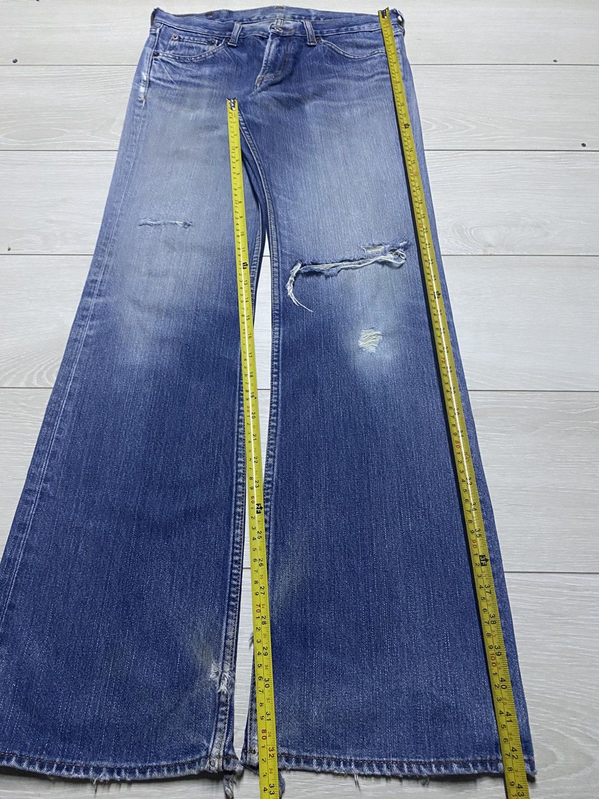 If Six Was Nine Vintage Bobson Crack Wash Distressed Flare Bootcut Jeans Size US 31 - 18 Thumbnail