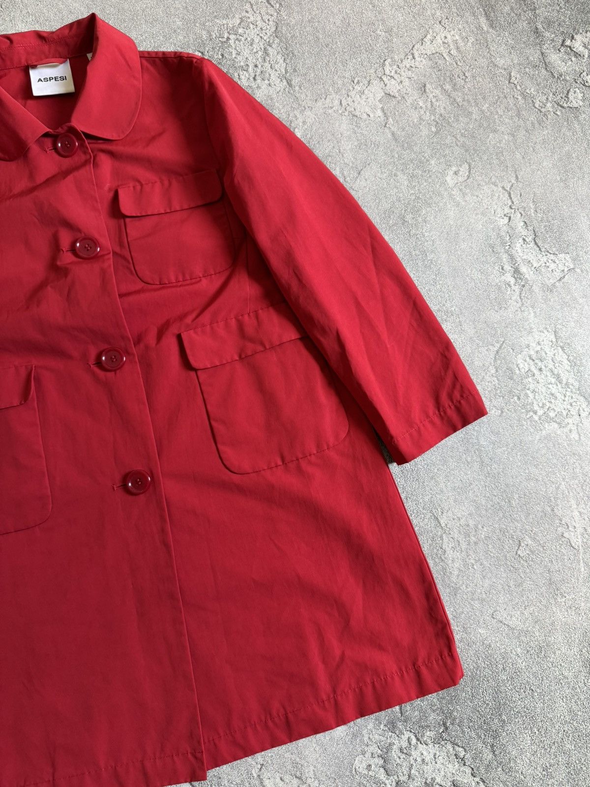 Aspesi × Designer Aspesi M button up red jacket light coat Size M / US 6-8 / IT 42-44 - 14 Thumbnail