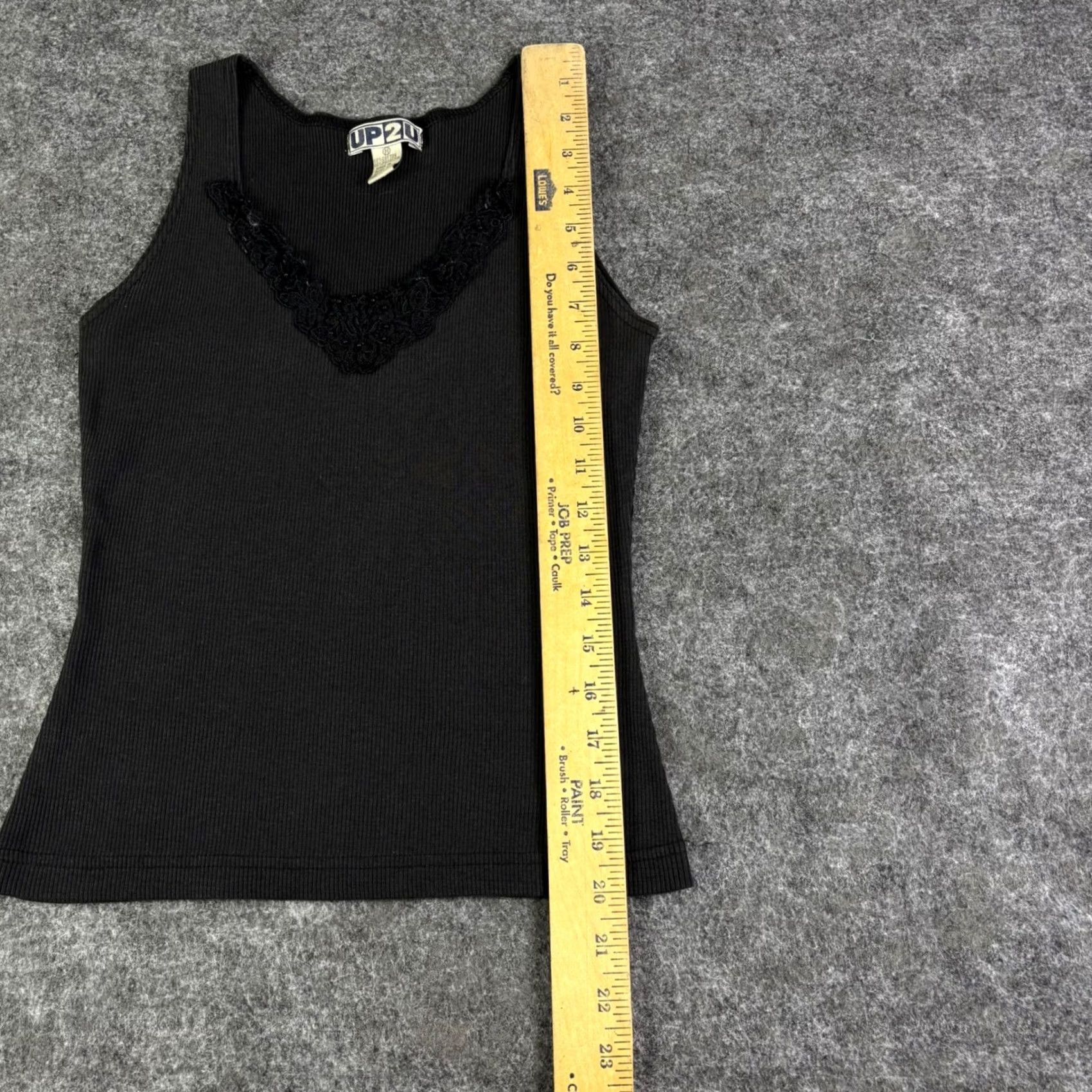 Vintage Up2U Black Tank Top Womens M Sleeveless Lace Trim V-Neck Camisole Shirt Shirt Size M / US 6-8 / IT 42-44 - 4 Thumbnail