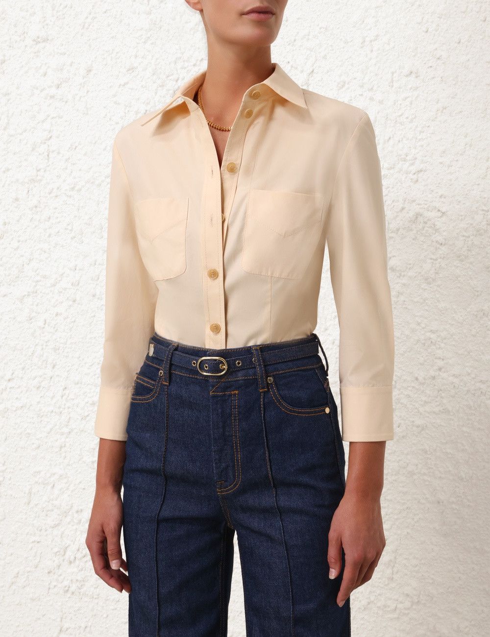 Zimmermann oc11z0525 Natura Shrunken Shirt in Peach Size L / US 10 / IT 46 - 2 Thumbnail