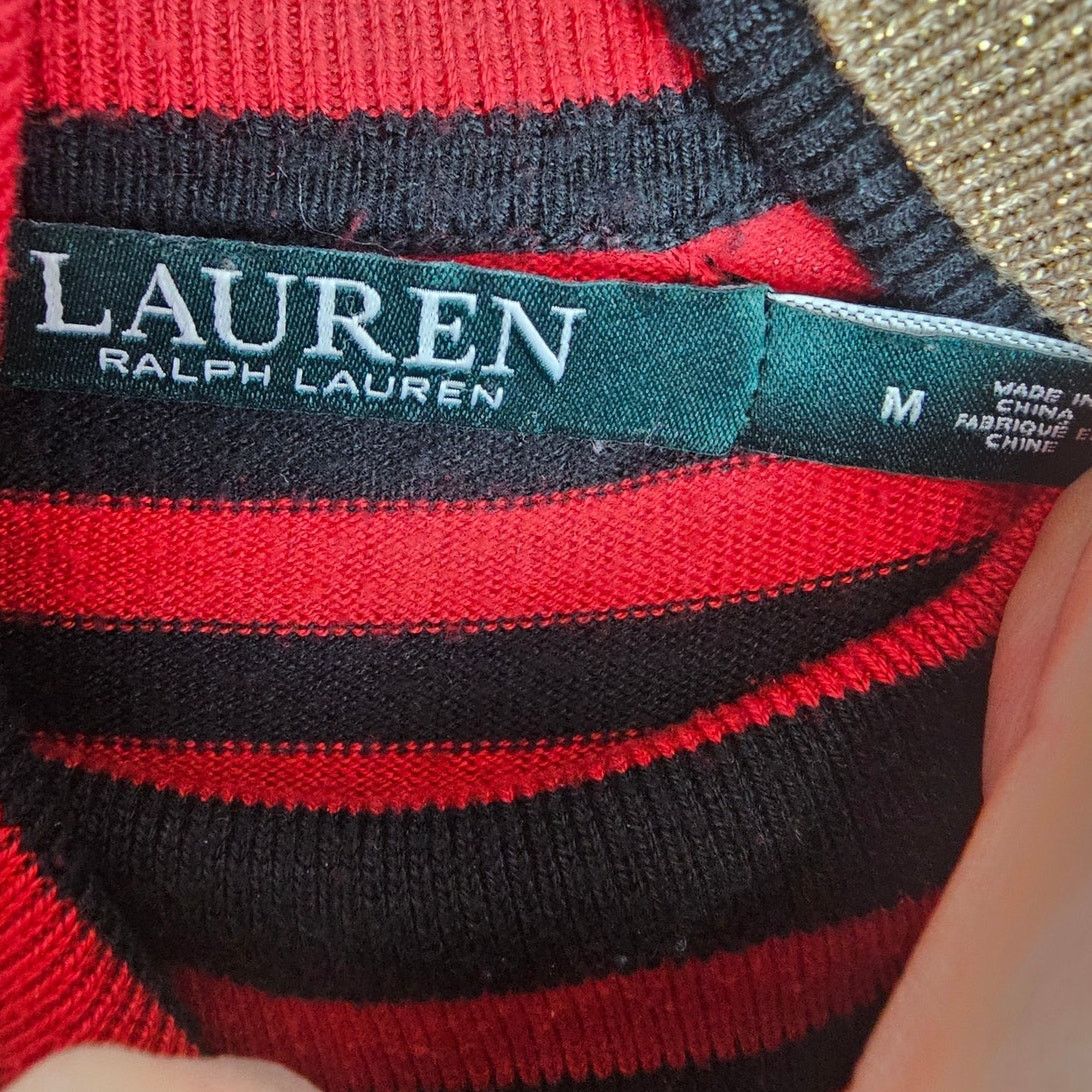 Lauren Ralph Lauren Lauren Ralph Lauren Womens Striped Mulberry Silk Turtleneck Size M / US 6-8 / IT 42-44 - 6 Thumbnail