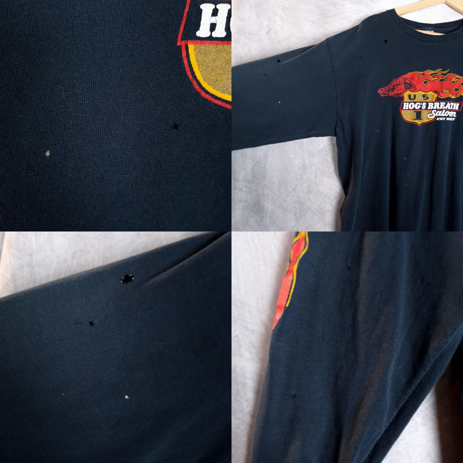 Vintage VINTAGE Hog's Breath Saloon Shirt Mens L Black Flames Long Sleeve Graphic Print Crew Neck T-Shirt Size US L / EU 52-54 / 3 - 8 Thumbnail