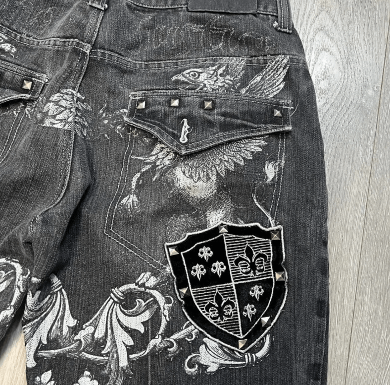 Japanese Brand Oversized Embroidered Baggy Jean Size US 36 / EU 52 - 4 Thumbnail