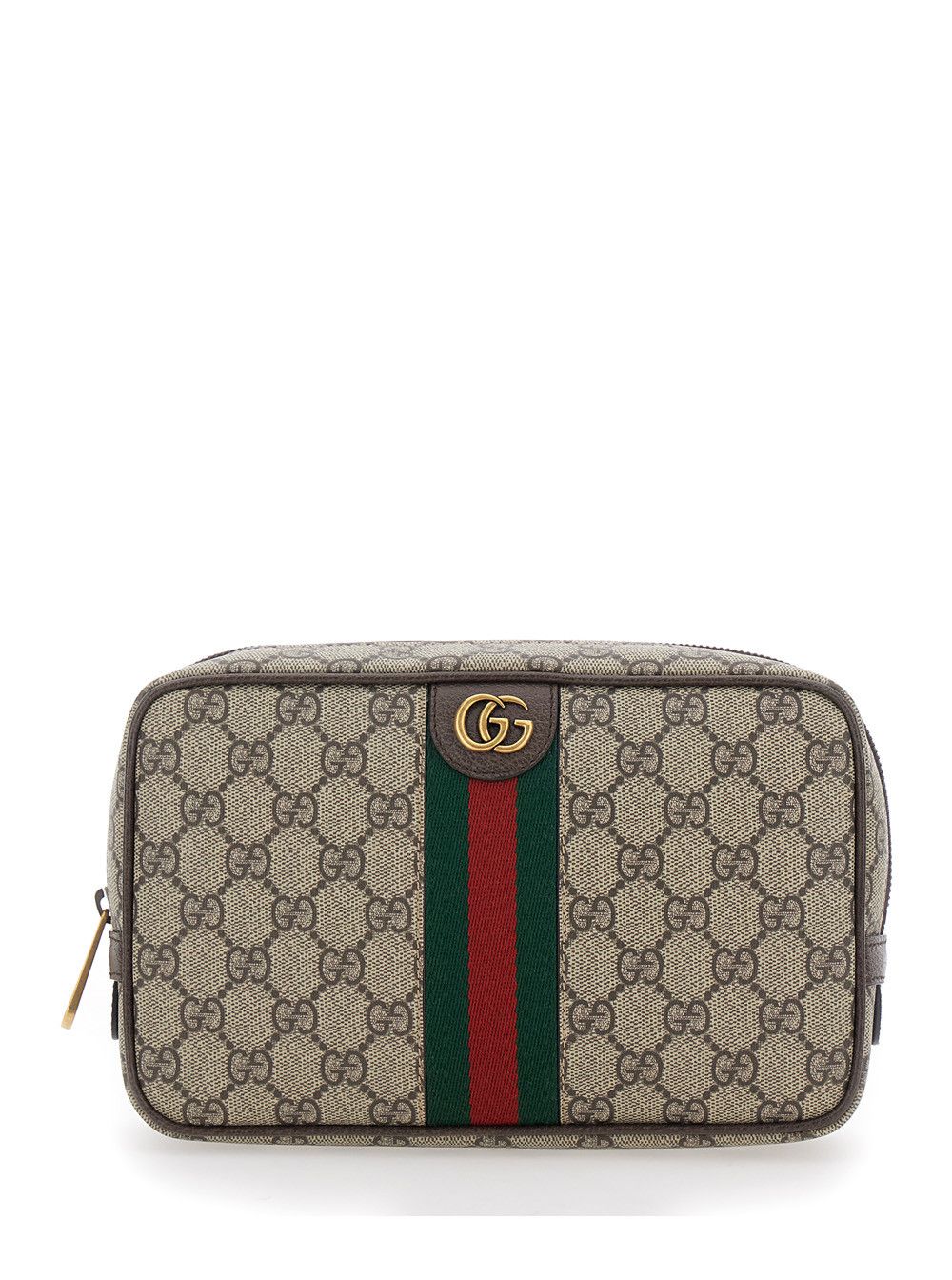 Gucci 'Ophidia' Beige Clutch with GG Plate Details on the Front and Web Detail on the Front in GG Canvas for Men Size ONE SIZE - 1 Thumbnail