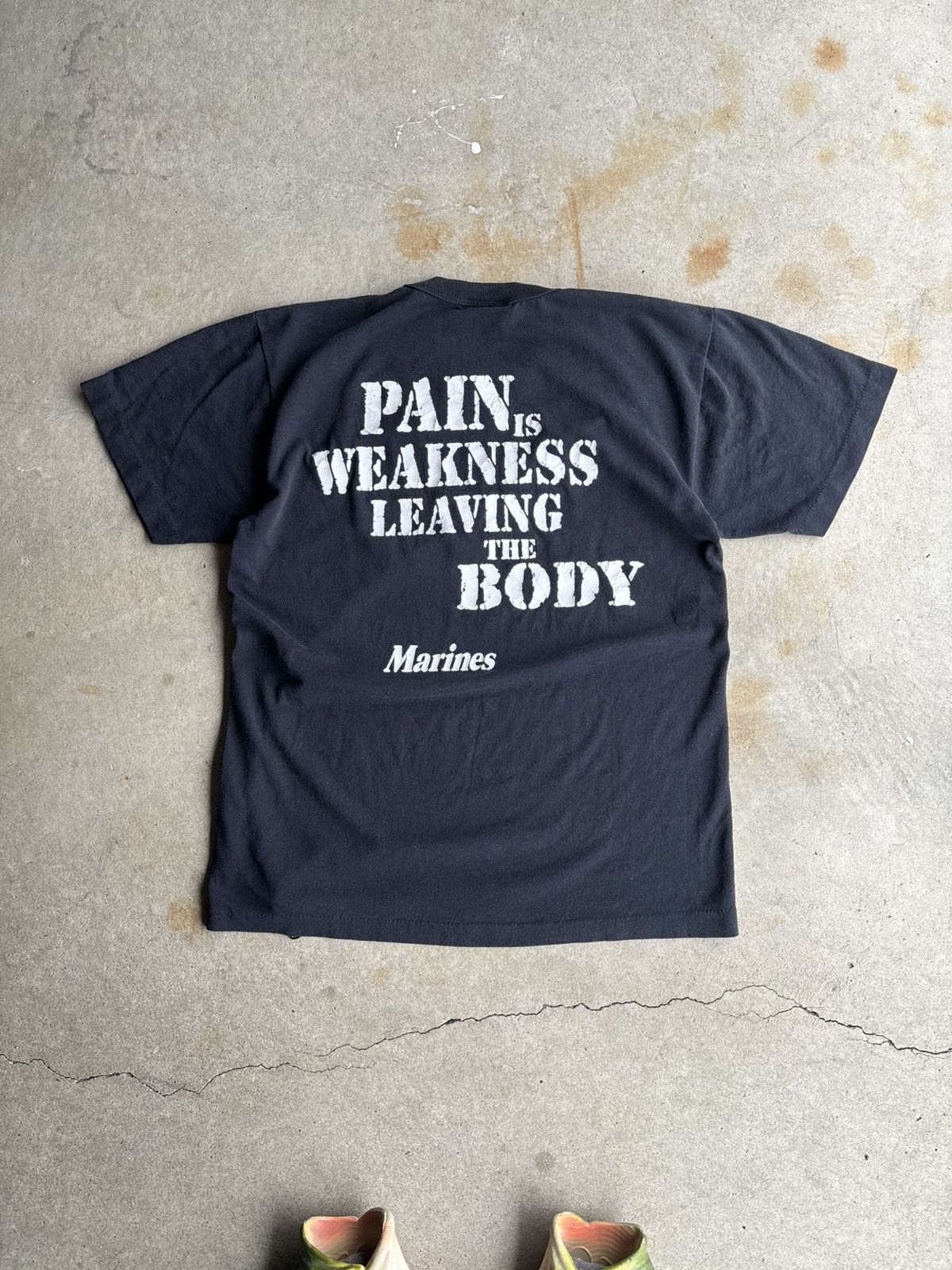 Other Vintage 90s USMC Marines Boxy Black Pain Is Weakness Tee Size US S / EU 44-46 / 1 - 2 Thumbnail
