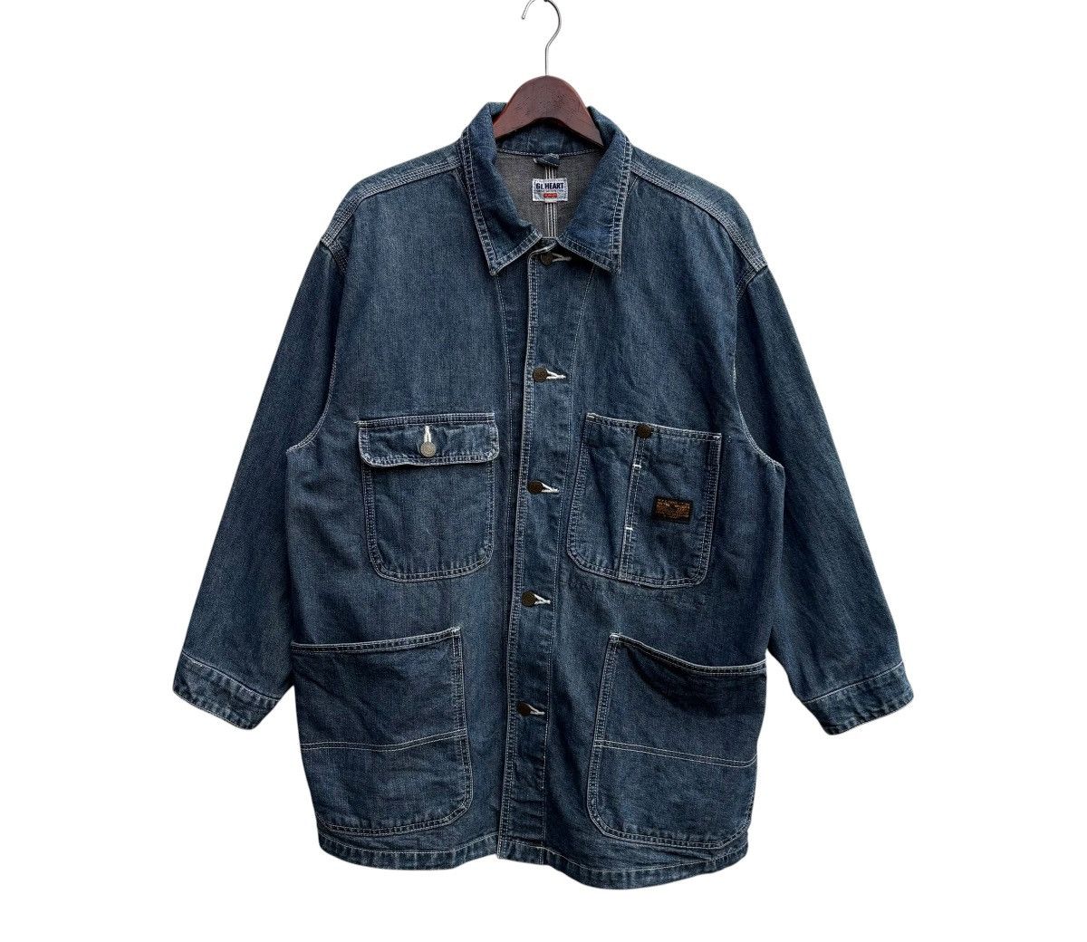 Japanese Brand GL Heart Denim Workwear Chore Jacket Size US M / EU 48-50 / 2 - 1 Thumbnail