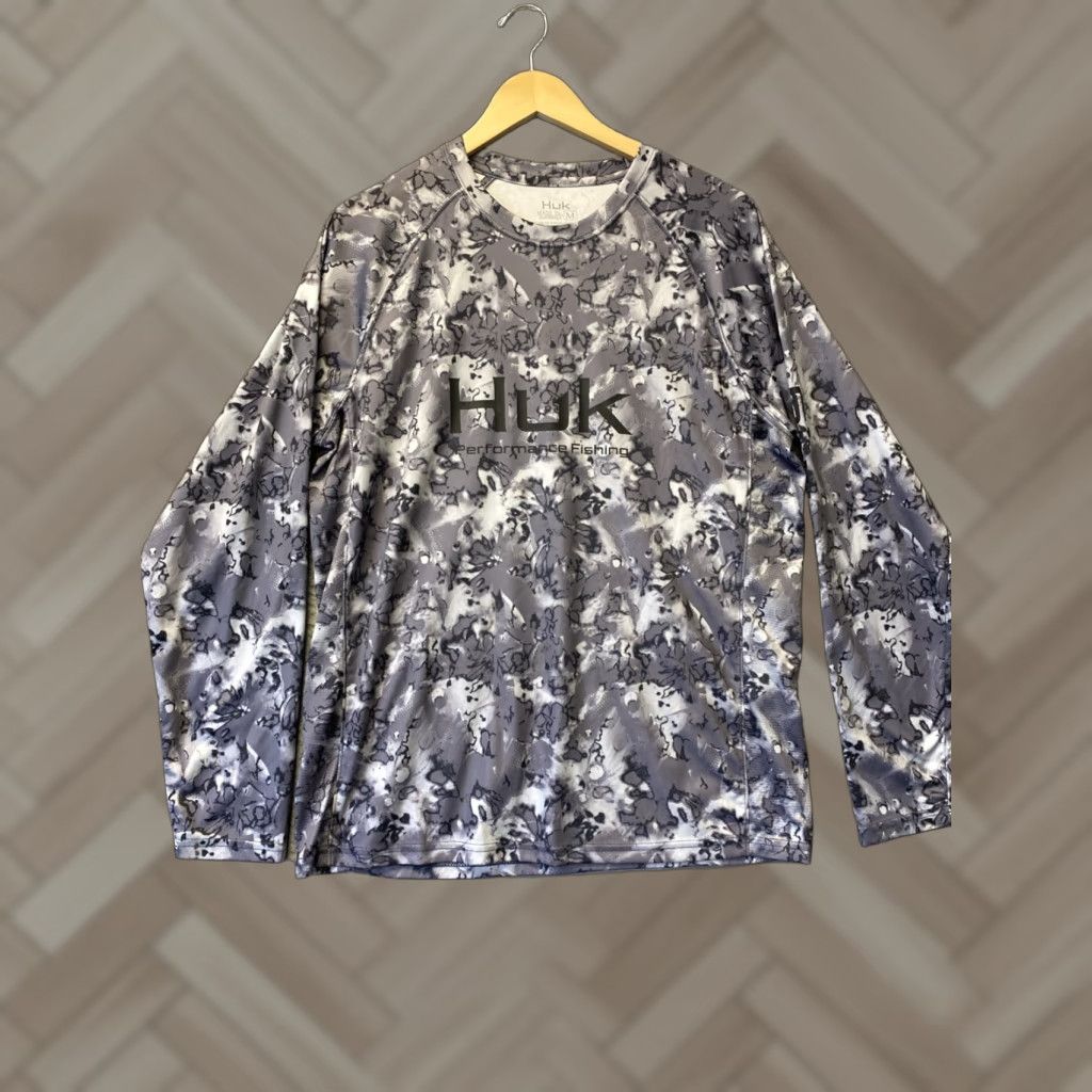 Vintage Huk Performance Fishing Camouflage Long Sleeve Shirt Gray Black Sun Mens M /136-3 Size US M / EU 48-50 / 2 - 1 Thumbnail