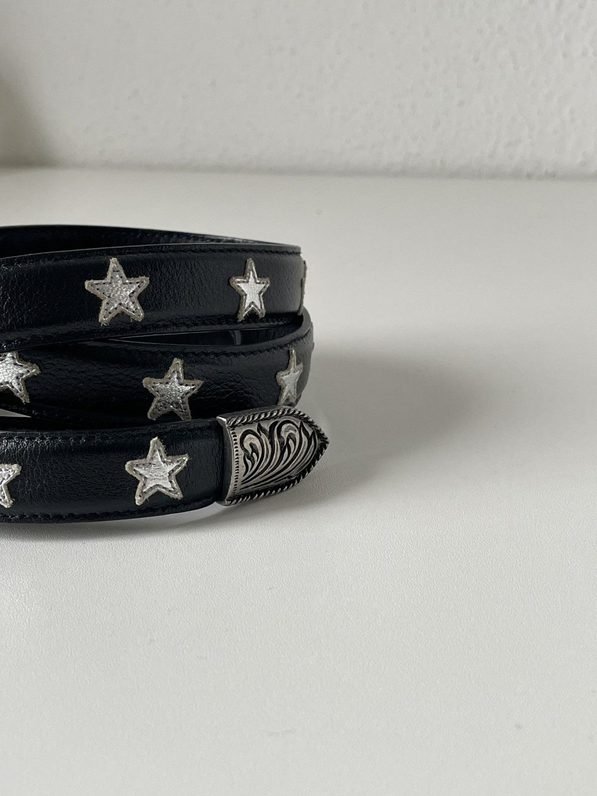 SAINT LAURENT black leather belt silver stars North Star Belt – 2K WRLD main image 2