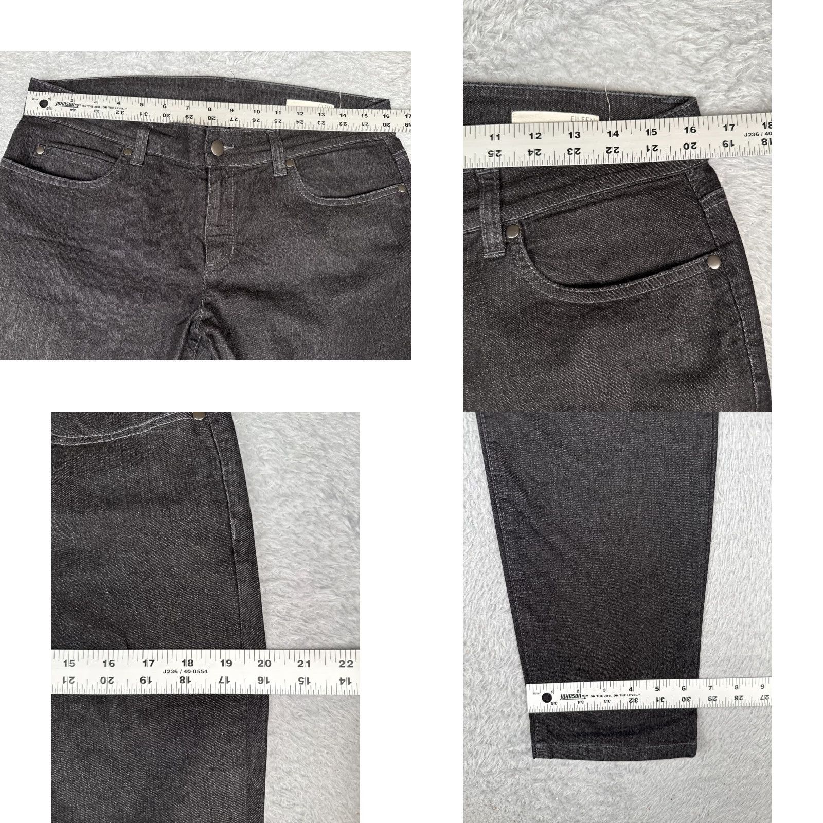 Eileen Fisher Eileen Fisher Jeans Womens 10 Black Denim Straight Leg Medium 32x28 Cotton Blend 5-Pocket Mens? Size 32" / US 10 / IT 46 - 9 Thumbnail