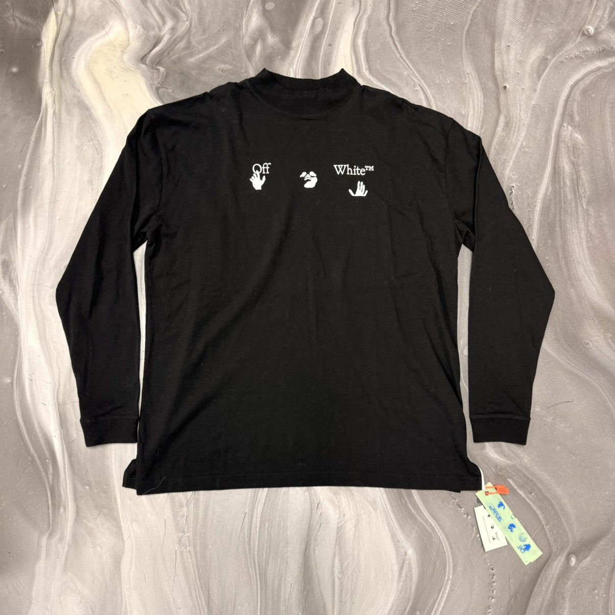 Off-White Off-White Black Big Logo Oversized Mock Neck LS T-Shirt Size US S / EU 44-46 / 1 - 1 Thumbnail