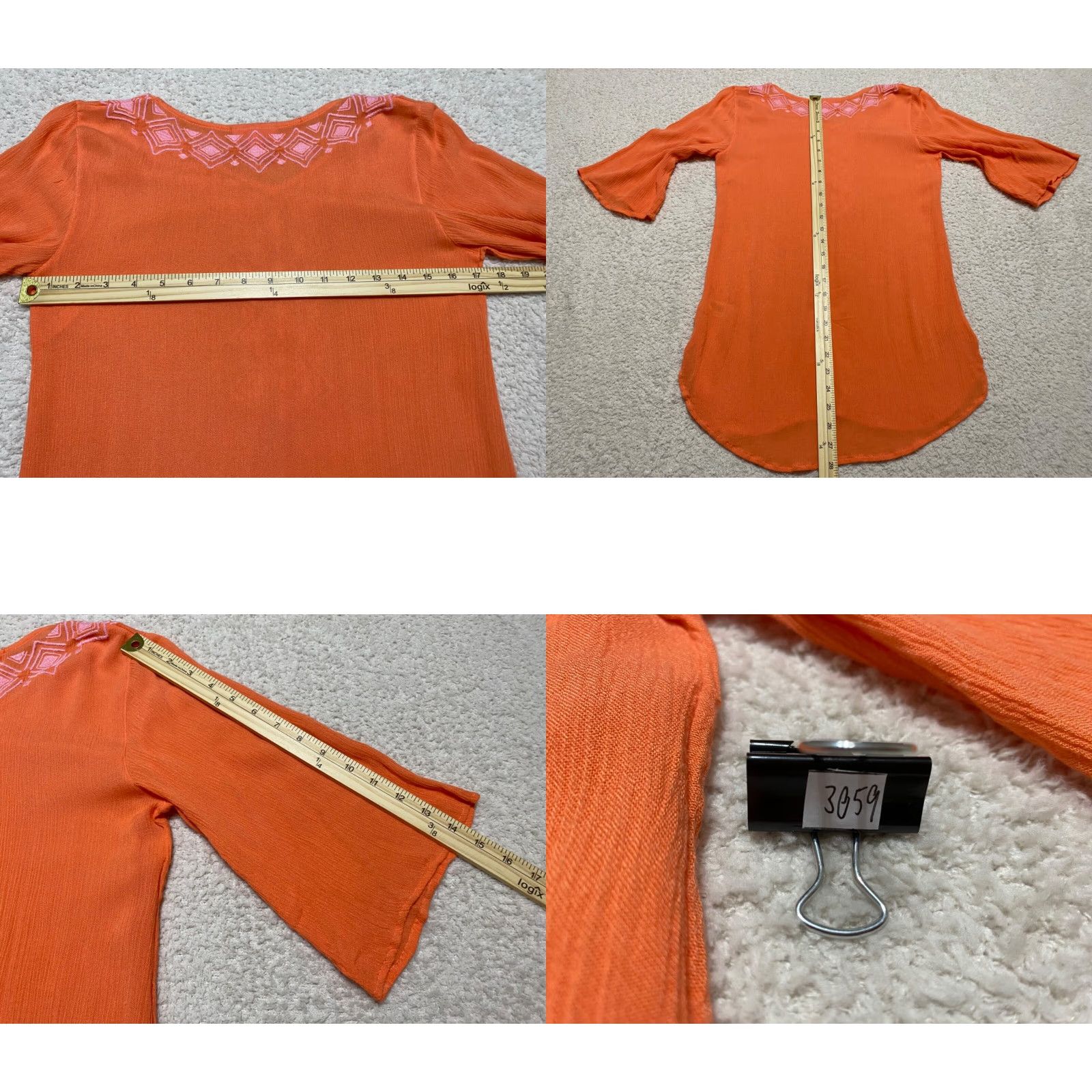 Lilly Pulitzer VINTAGE Lilly Pulitzer Womens XS Shirt 3/4 Sleeve Solid Orange V-Neck Rayon Embroidered Size XS / US 0-2 / IT 36-38 - 8 Thumbnail
