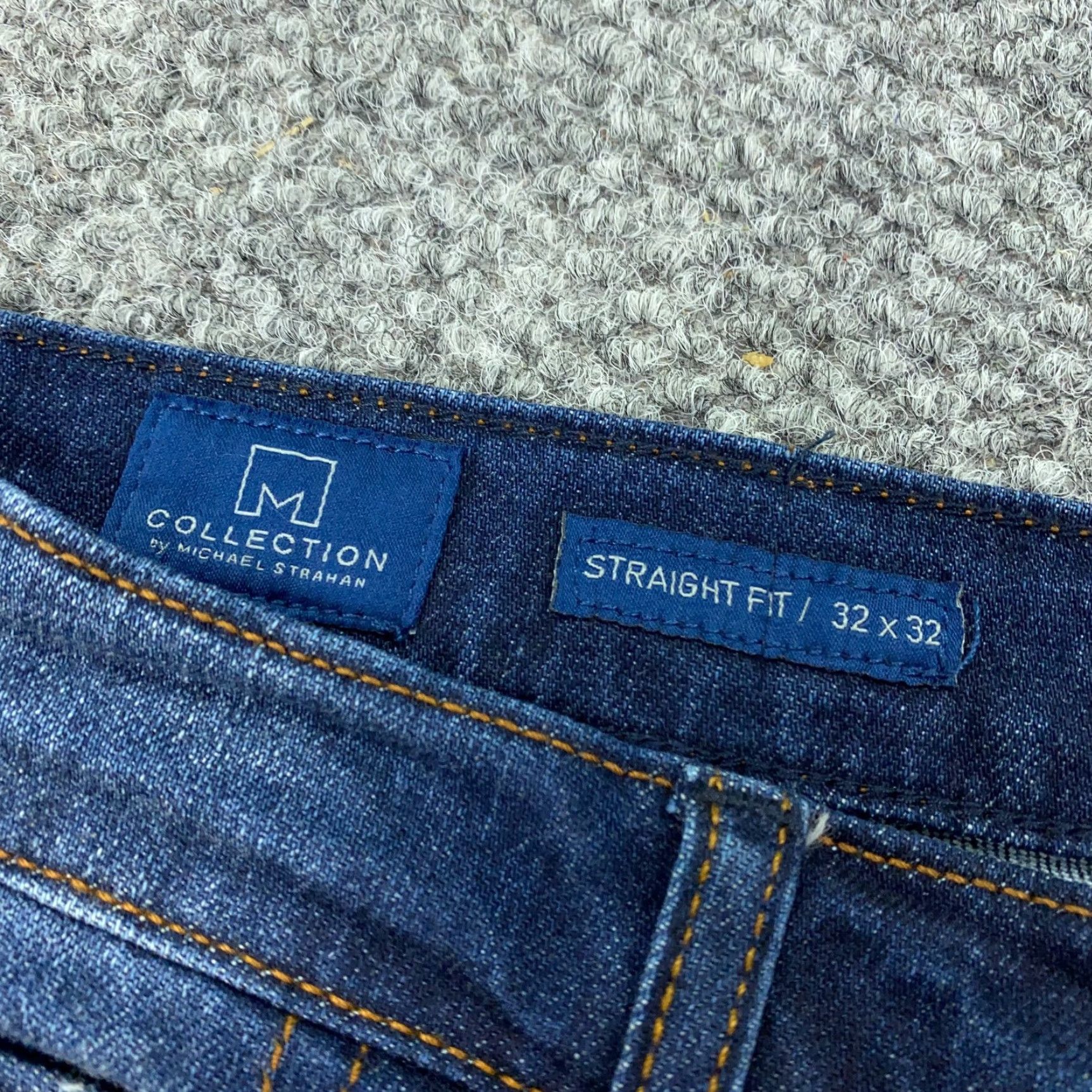 Vintage MICHAEL STRAHAN Jeans Mens Blue 32x32 Straight Fit Stretch Denim 5-Pocket Medium Wash Size US 33 - 7 Thumbnail