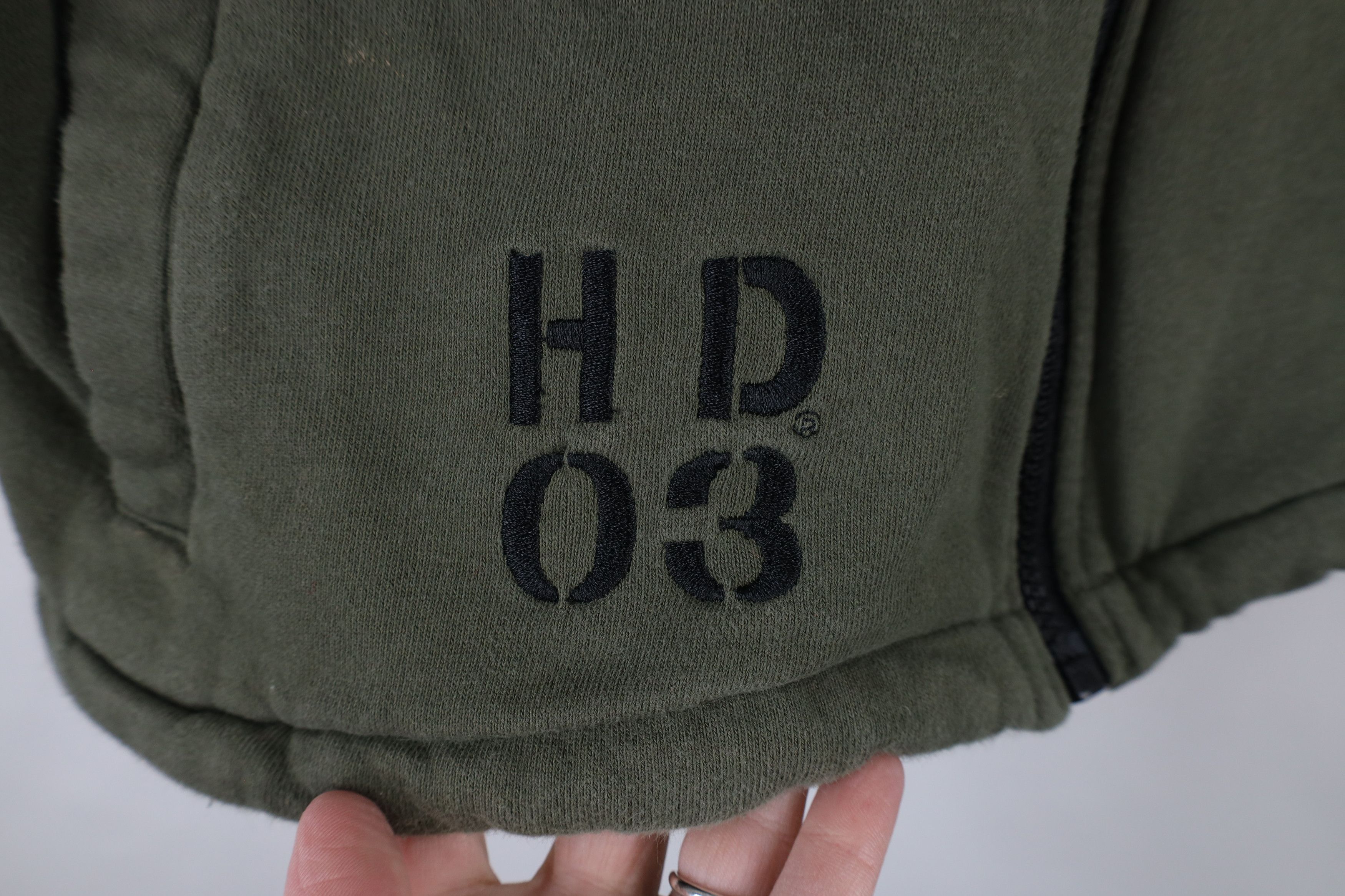 Harley Davidson × Vintage Vintage Y2K Harley Davidson Spell Sleeveless Hoodie Green Size US M / EU 48-50 / 2 - 4 Thumbnail