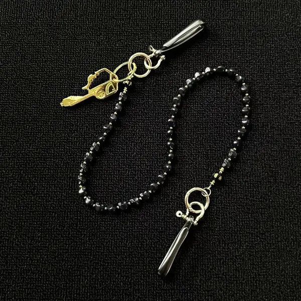Jewelry Black Beaded Keychain Chain for Men, Stylish Accessory Size ONE SIZE - 8 Thumbnail