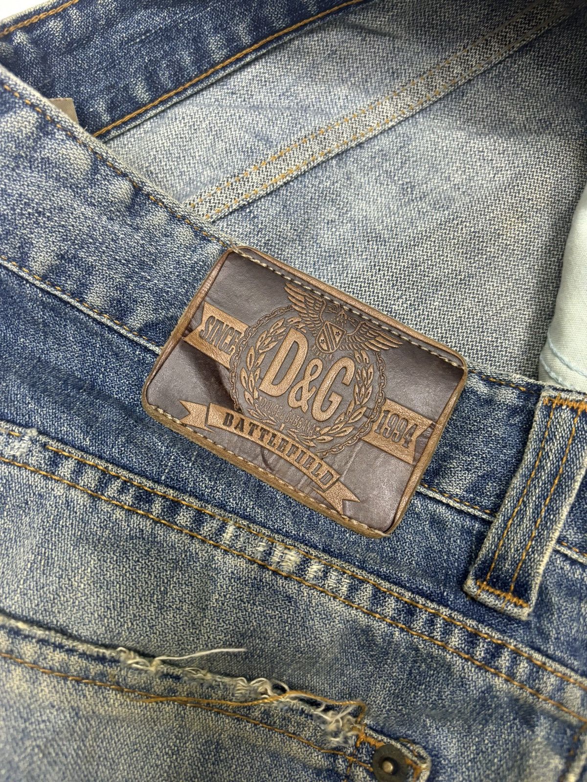Dolce & Gabbana × If Six Was Nine × Le Grande Bleu (L.G.B.) 🐎 DOLCE & GABBANA ARMY BATTALION DISTRESSED DENIM JEANS Size US 34 / EU 50 - 12 Thumbnail