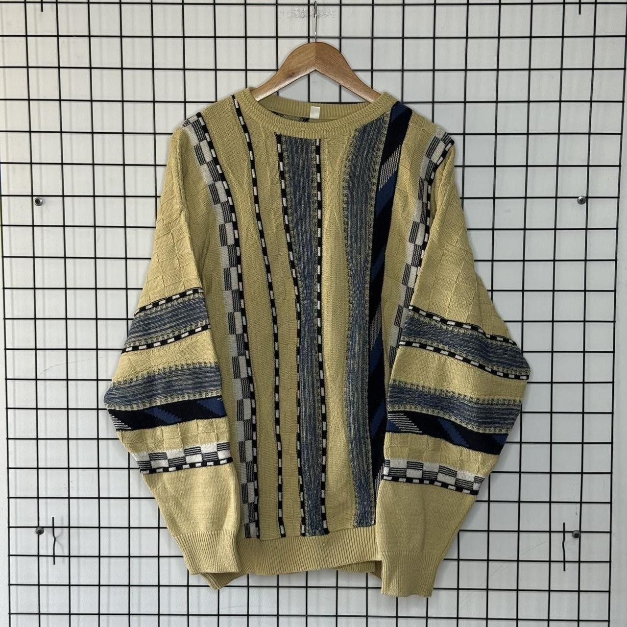 Vintage Vintage 90s Wool Jumper Cable Knit Multi Colour Norway Size US L / EU 52-54 / 3 - 1 Thumbnail