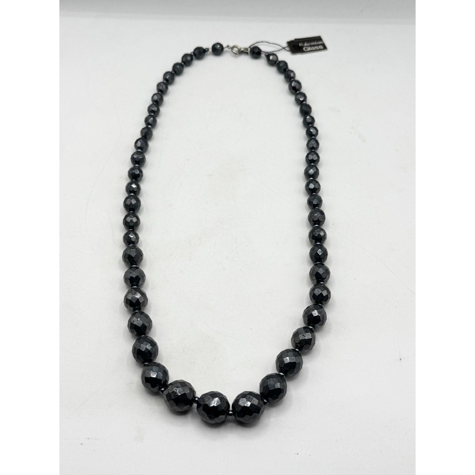 Vintage Vintage hematite bohemian glass beaded graduating bead neckl Size ONE SIZE - 3 Thumbnail