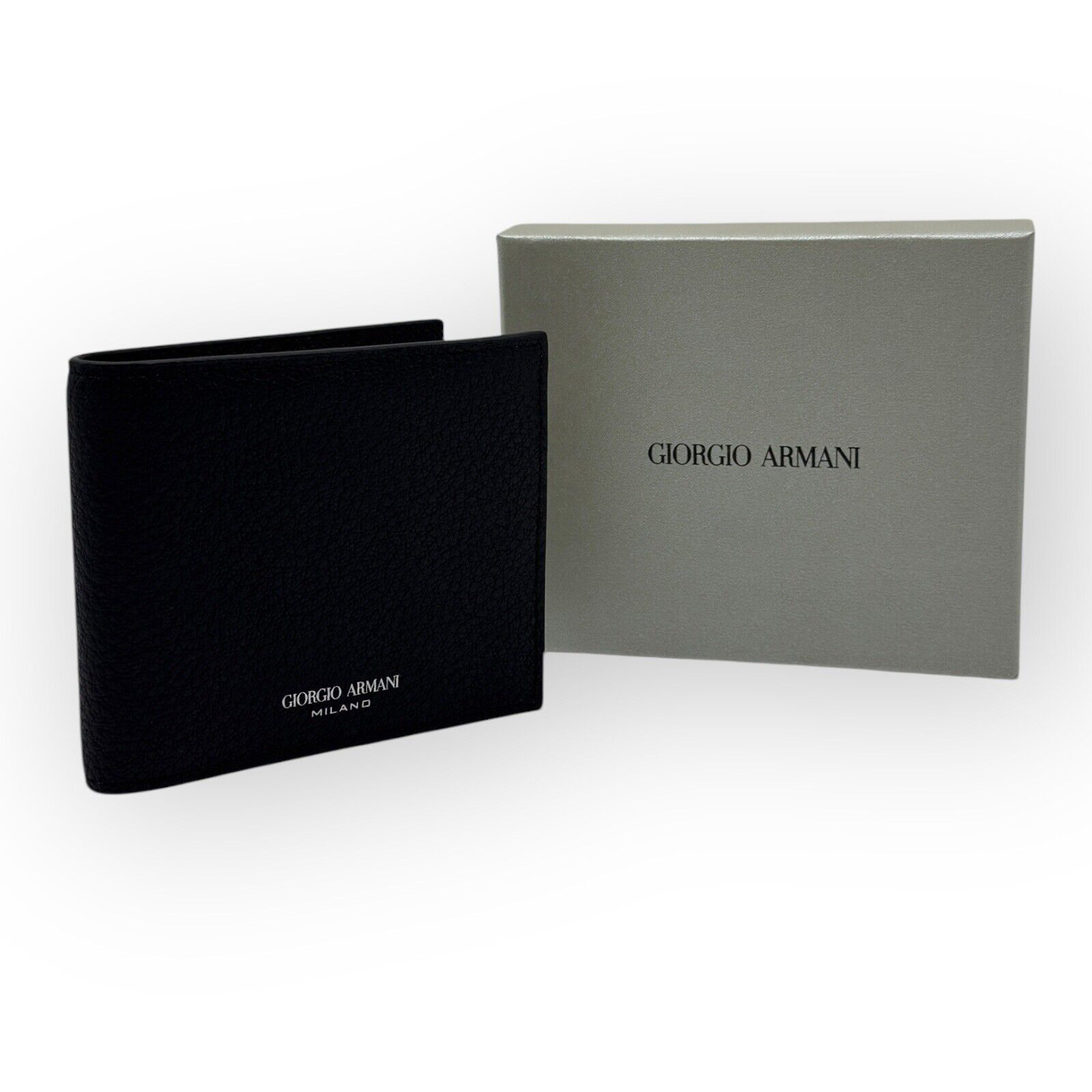Giorgio Armani Black Textured Leather Bi-fold Mens Wallet Authentic Size ONE SIZE - 2 Thumbnail