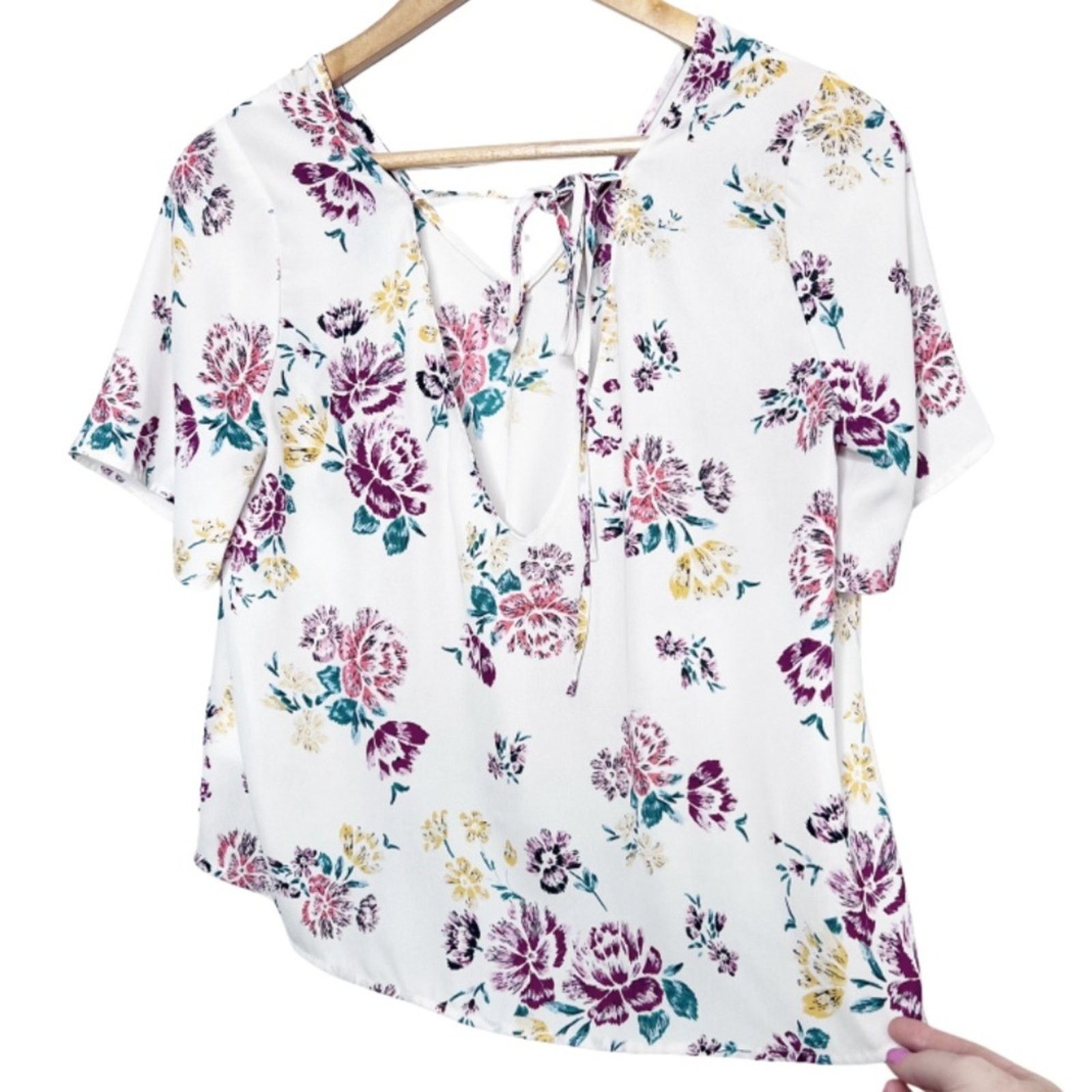 Other Lush Women's Floral V-Cut Front Flowy Boho Cropped Blouse Size S / US 4 / IT 40 - 11 Thumbnail