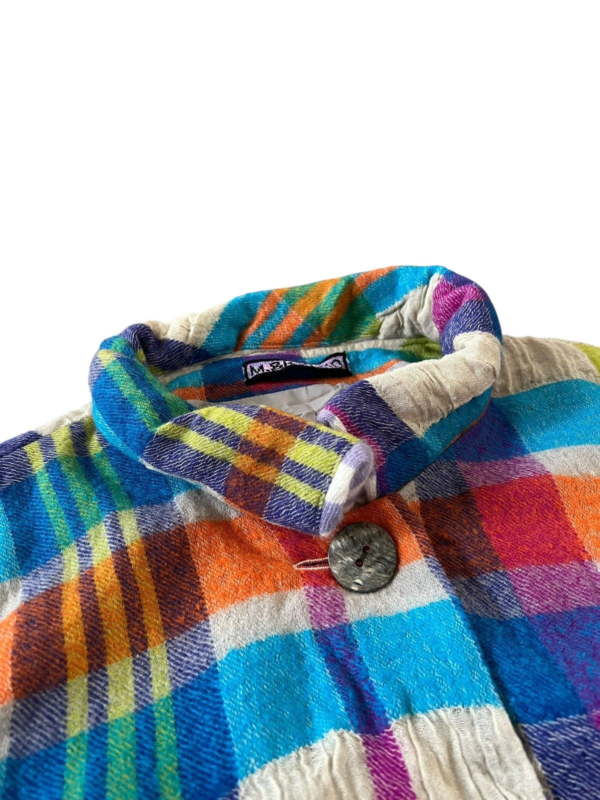 Issey Miyake M. & Kyoko Multicolor Plaid Wool Textured Coats Size M / US 6-8 / IT 42-44 - 9 Thumbnail