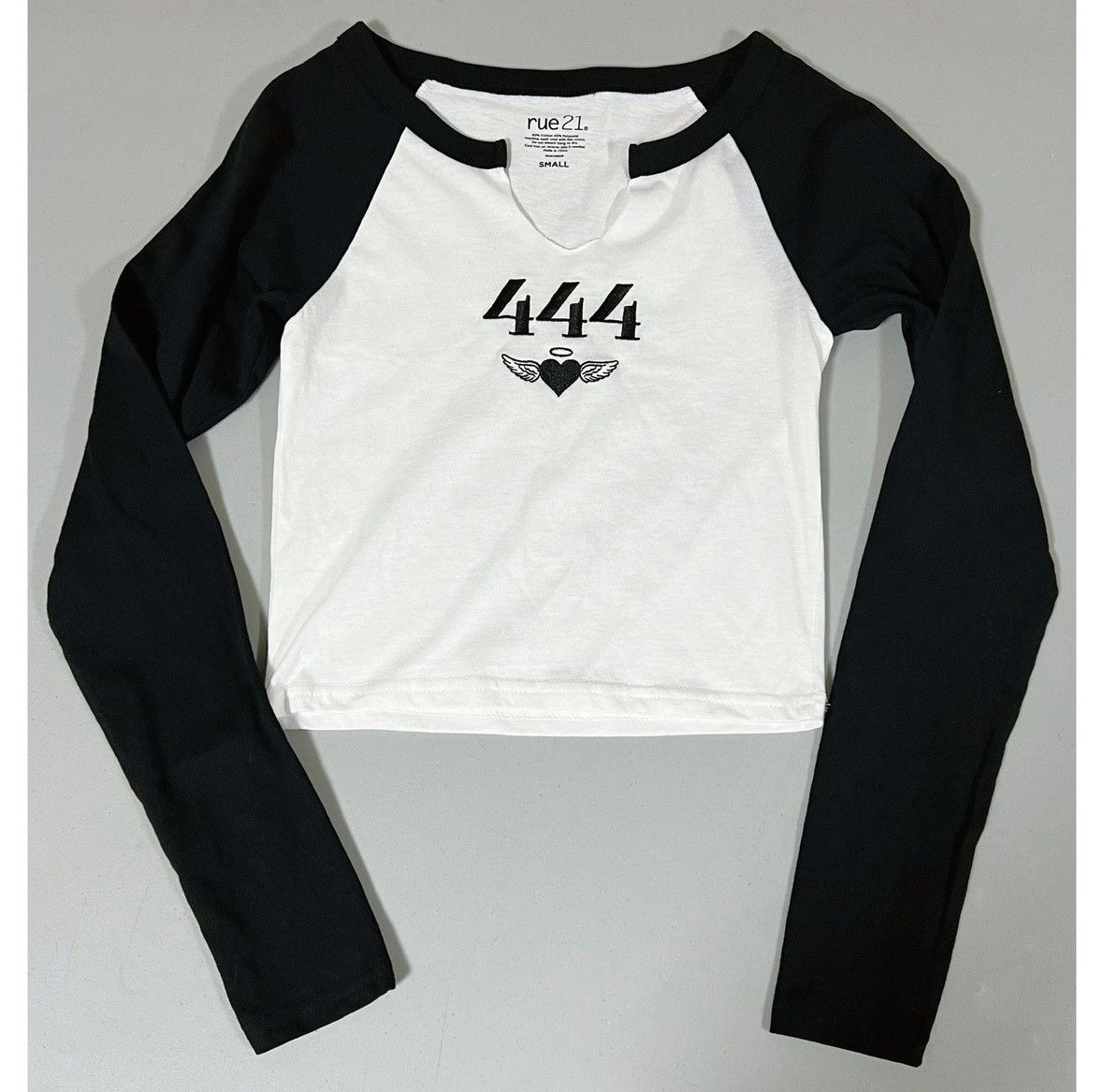 rue21 ‘444’ Angel Number Long Sleeve Shirt Top Blouse Tee Size S 🖤 Size S / US 4 / IT 40 - 2 Thumbnail