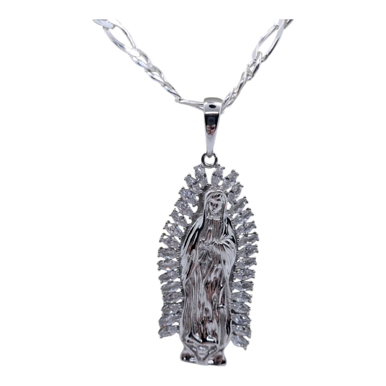 The Unbranded Brand 925 Sterling silver Mary Pendant and FIGARO Necklace Size ONE SIZE - 1 Thumbnail