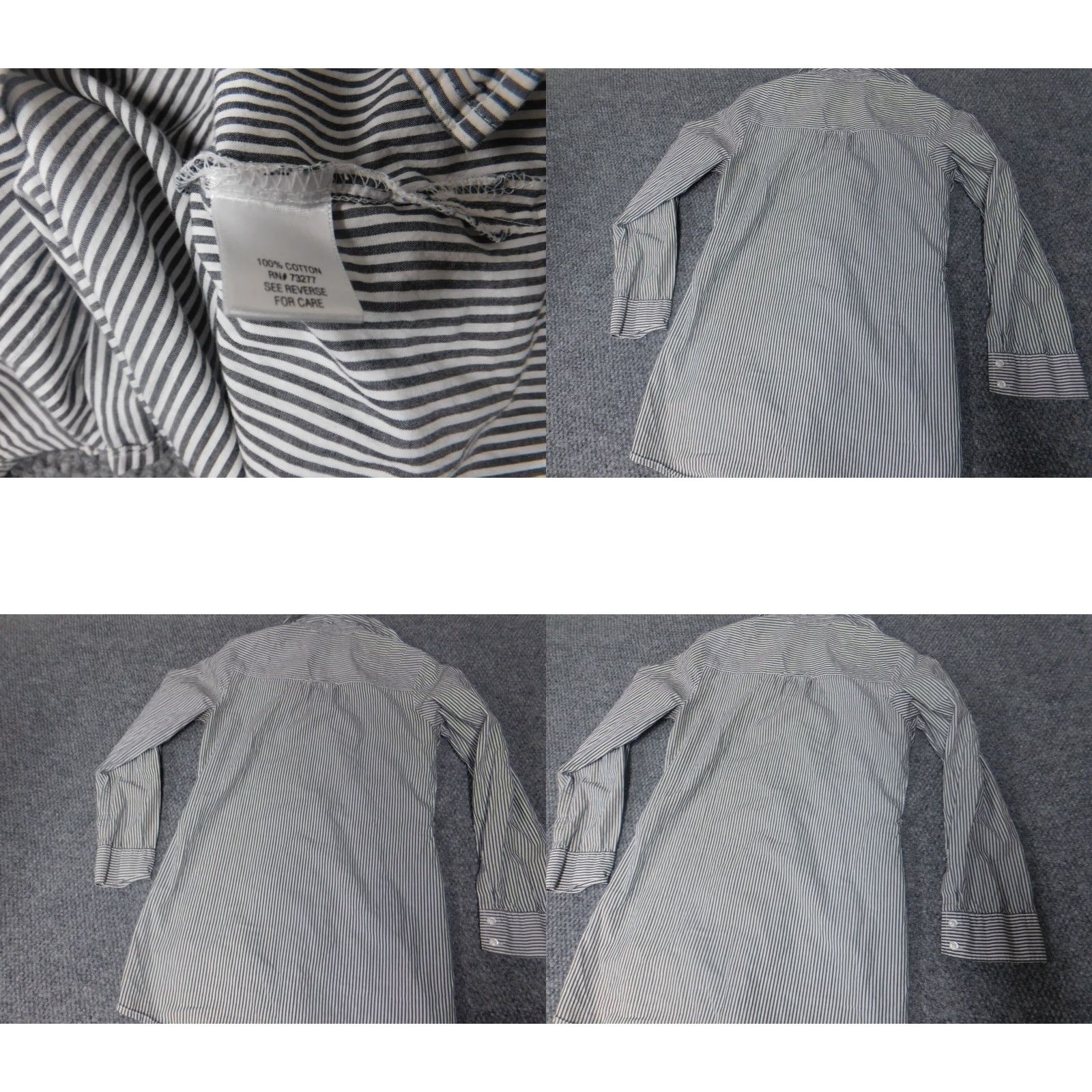 Apt. 9 Apt 9 Womens Blouse Small Gray Striped Button Down Shirt Casual Sleeve Collared Cotton Polyester Regular Basic Vintage No Size S / US 4 / IT 40 - 8 Thumbnail